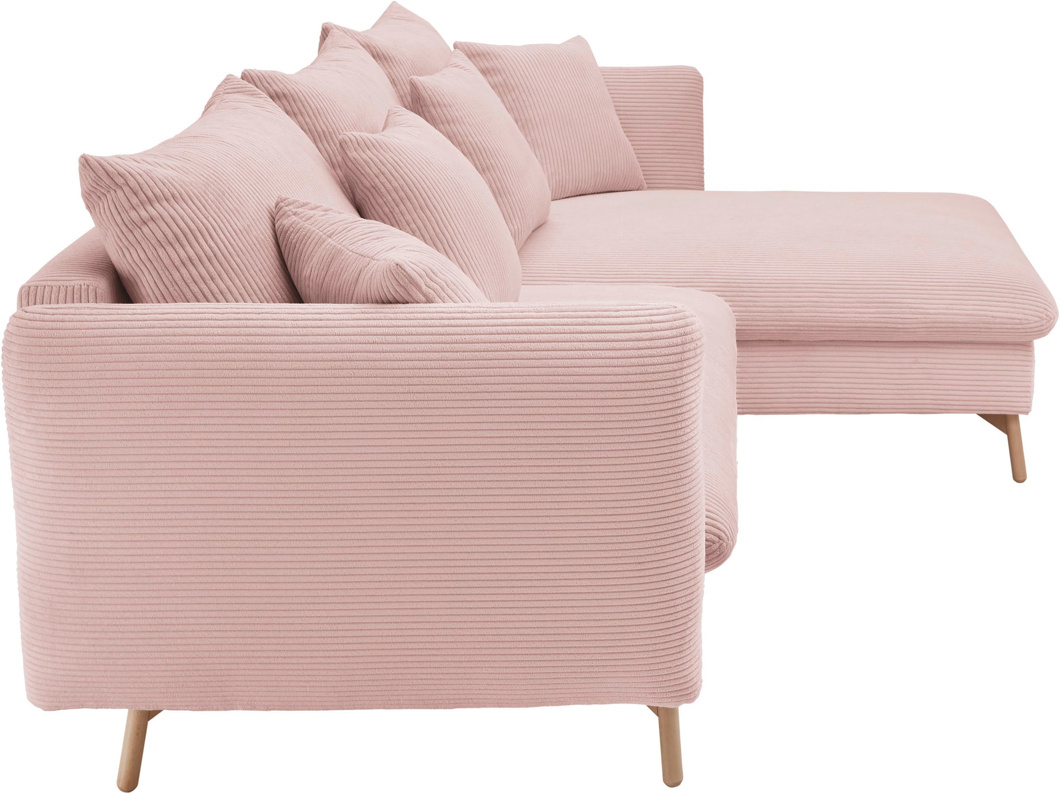 andas Ecksofa »MERLE, 258 cm, L-Form, traumhafter Cord,«, mit Bettfunktion und Bettkasten, Liegefläche 224 x 139