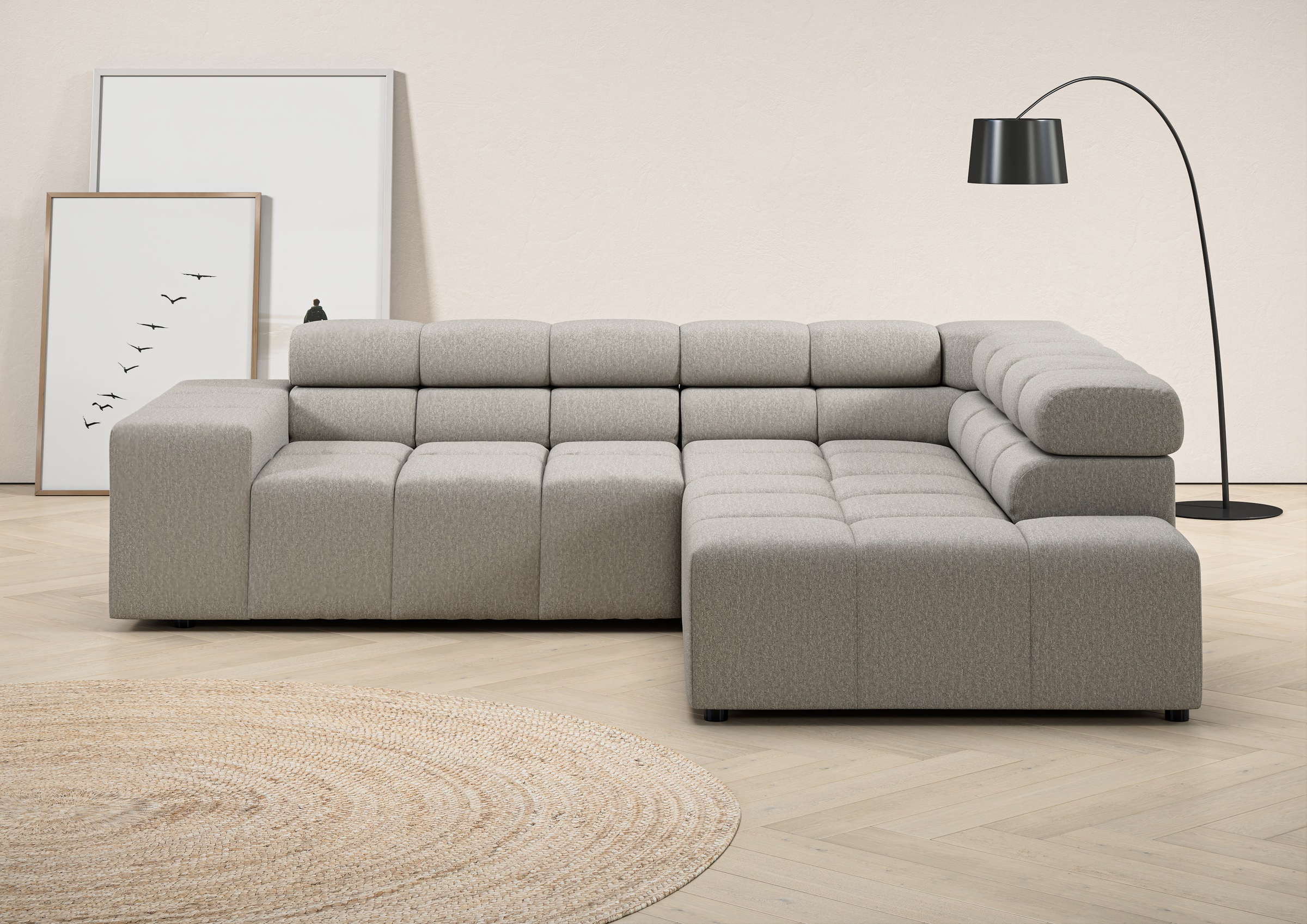 Home affaire Ecksofa "Ancona, Ecksofa, incl. Kopfteilverstellung, Breite 249 cm, L-Form" wahlweise motorische Sitztiefenverstellung, B/T(H: 249/215/70 cm