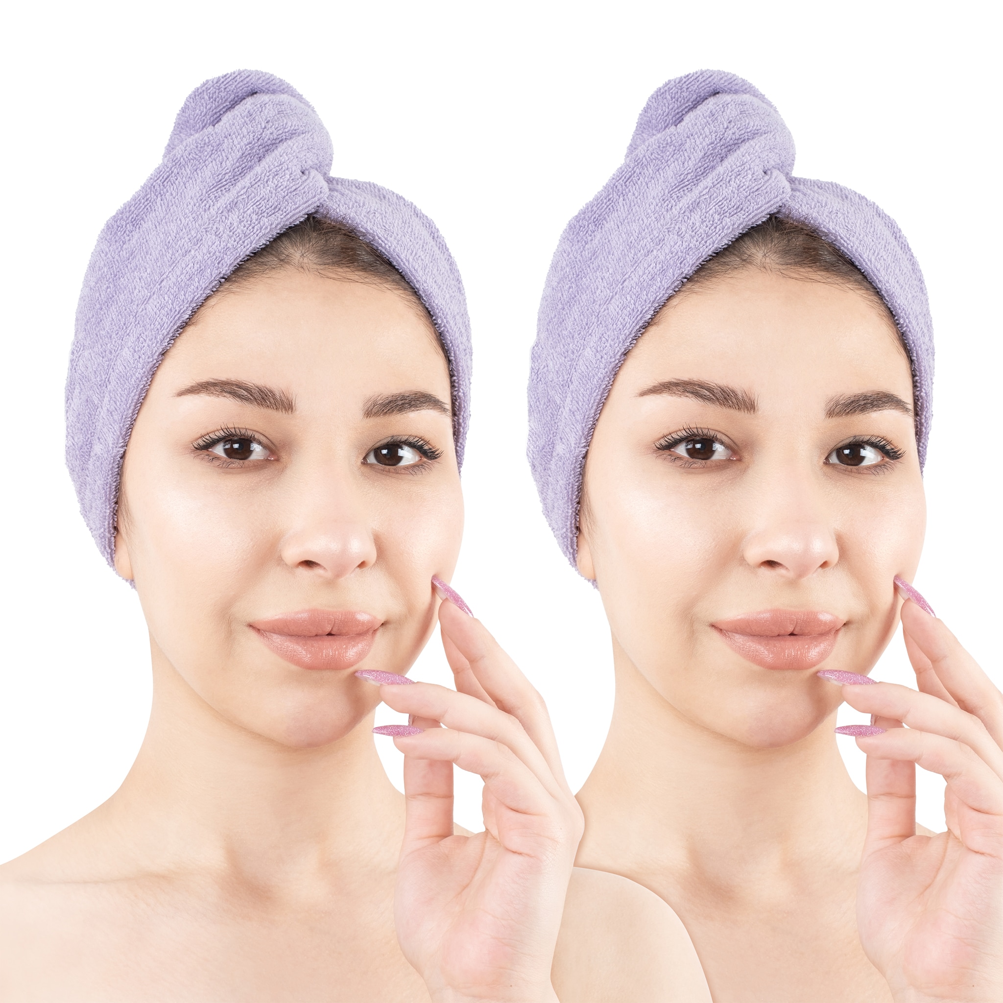 HAMMETEX Turban-Handtuch "2er Set Haarturban Damen, 100% Baumwolle, Flauschig & Schnelltrocknend" Uni-Farben, weich