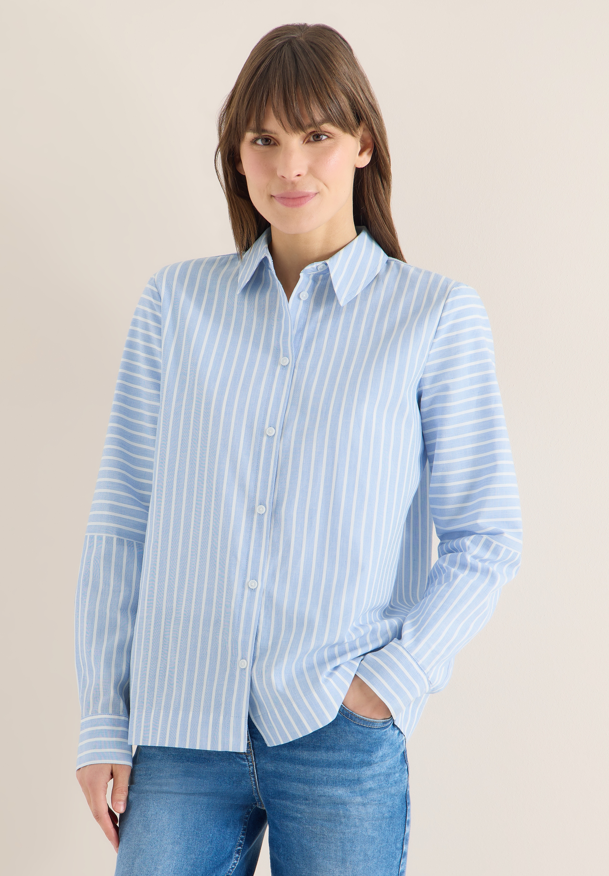 Cecil Langarmbluse aus reiner Baumwolle günstig online kaufen