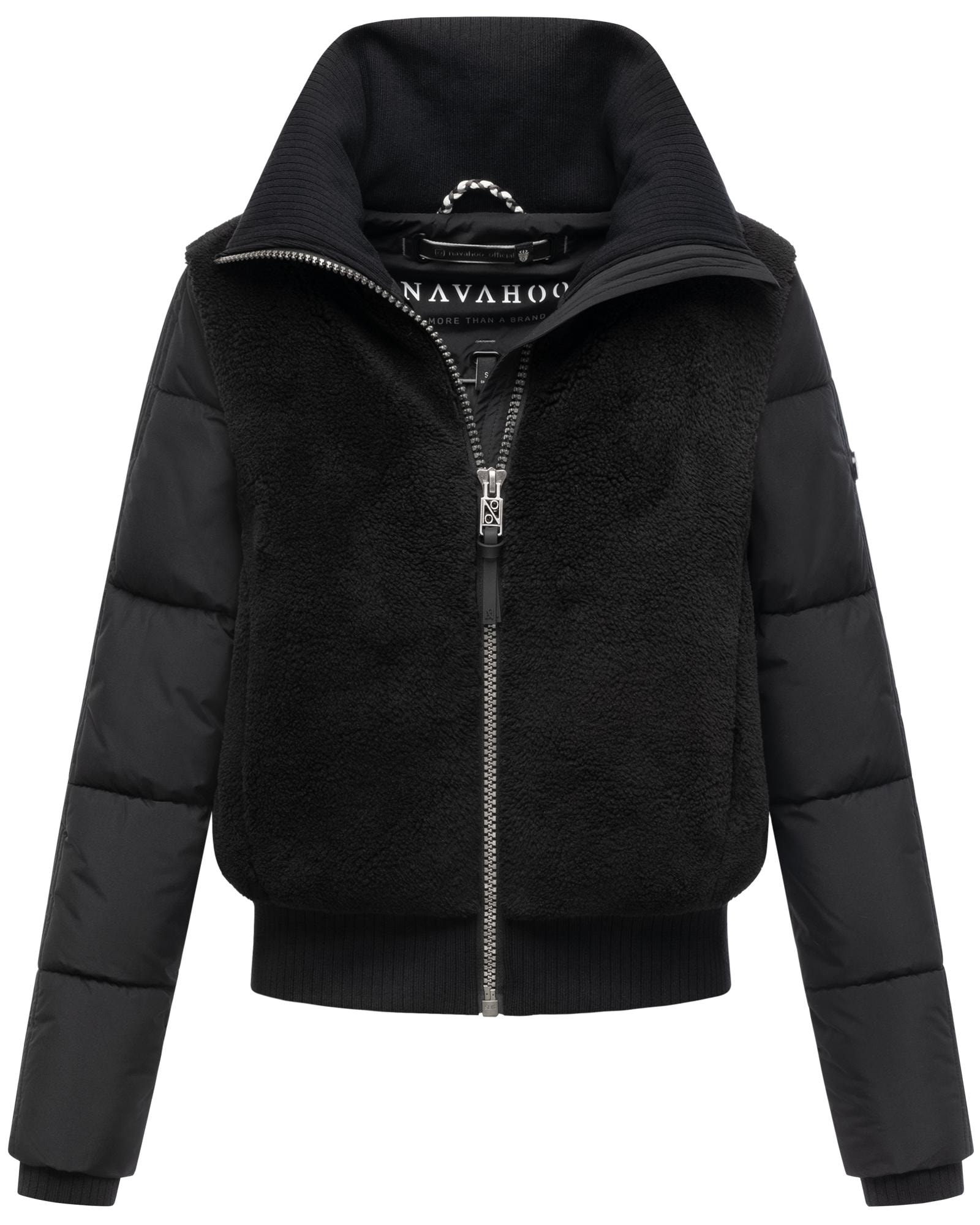 Navahoo Plüschjacke »Teddyzone 14«, ohne Kapuze, Teddy-Fleece Jacke mit hohem Kragen