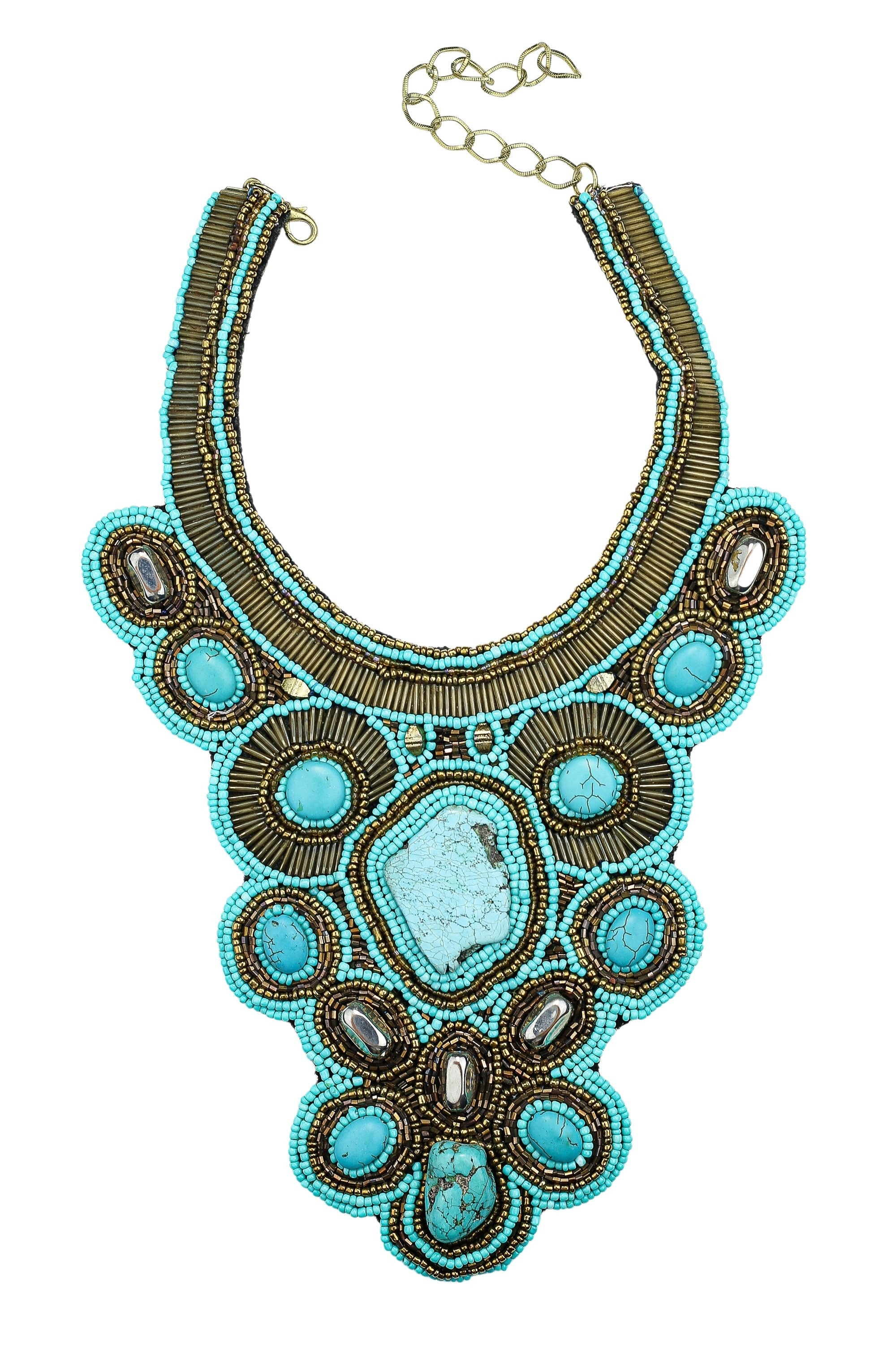 COLLEZIONE ALESSANDRO Statementkette "Ava", opulente Statementkette mit großen Türkissteinen