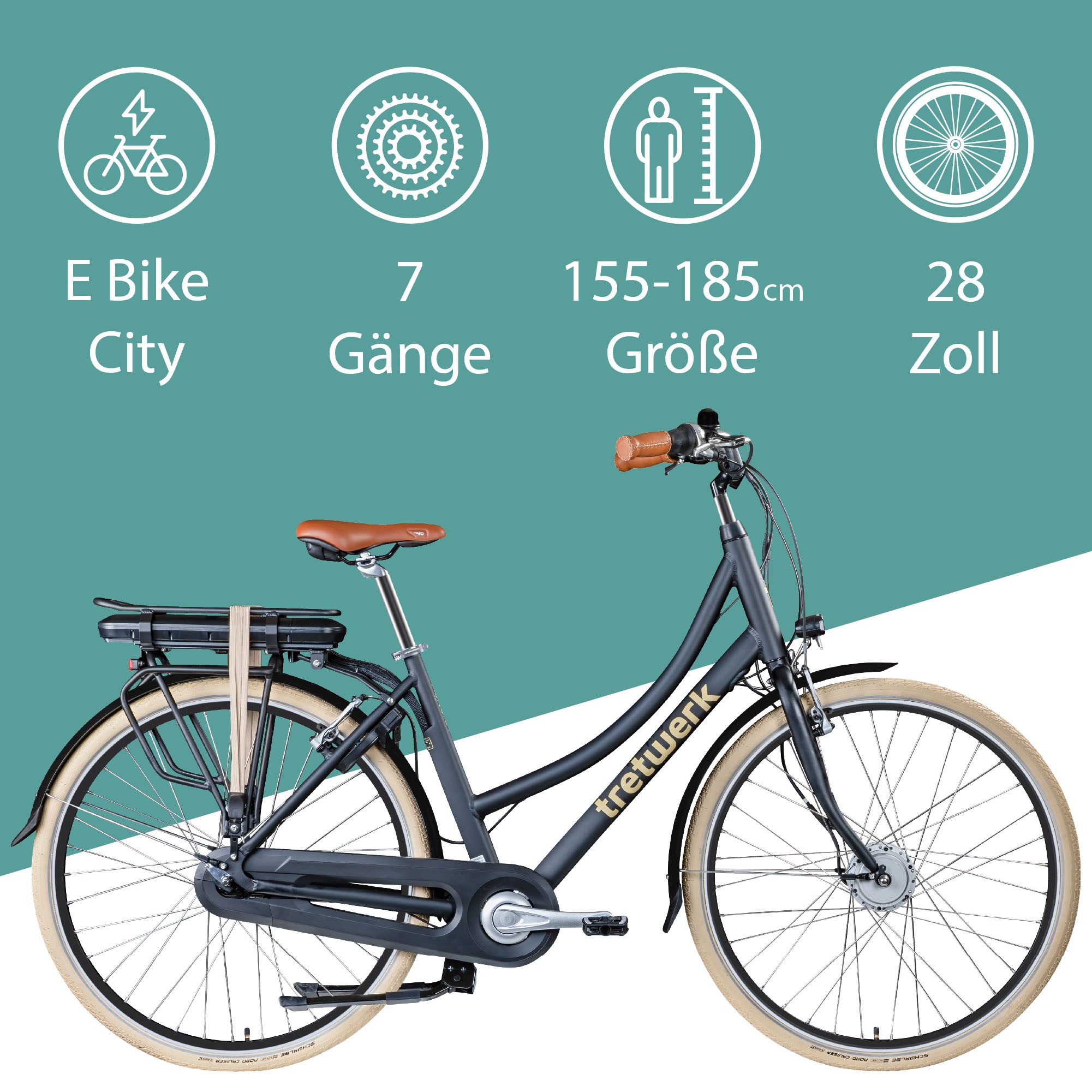 Tretwerk E-Bike »Aurora«, 7 Gang, Frontmotor 250 W