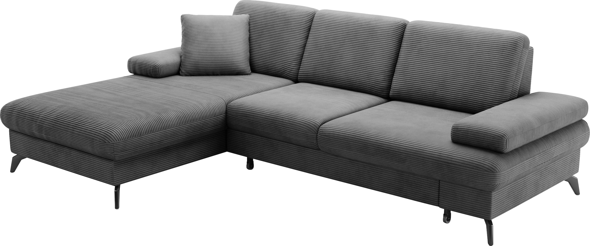 sit&more Ecksofa »Morris Jubi L-Form, inklusive XXL-Liegefläche, bzw. Schlaffunktion«, Bettfunktion, Armteilverstellung und 1 Zierkissen