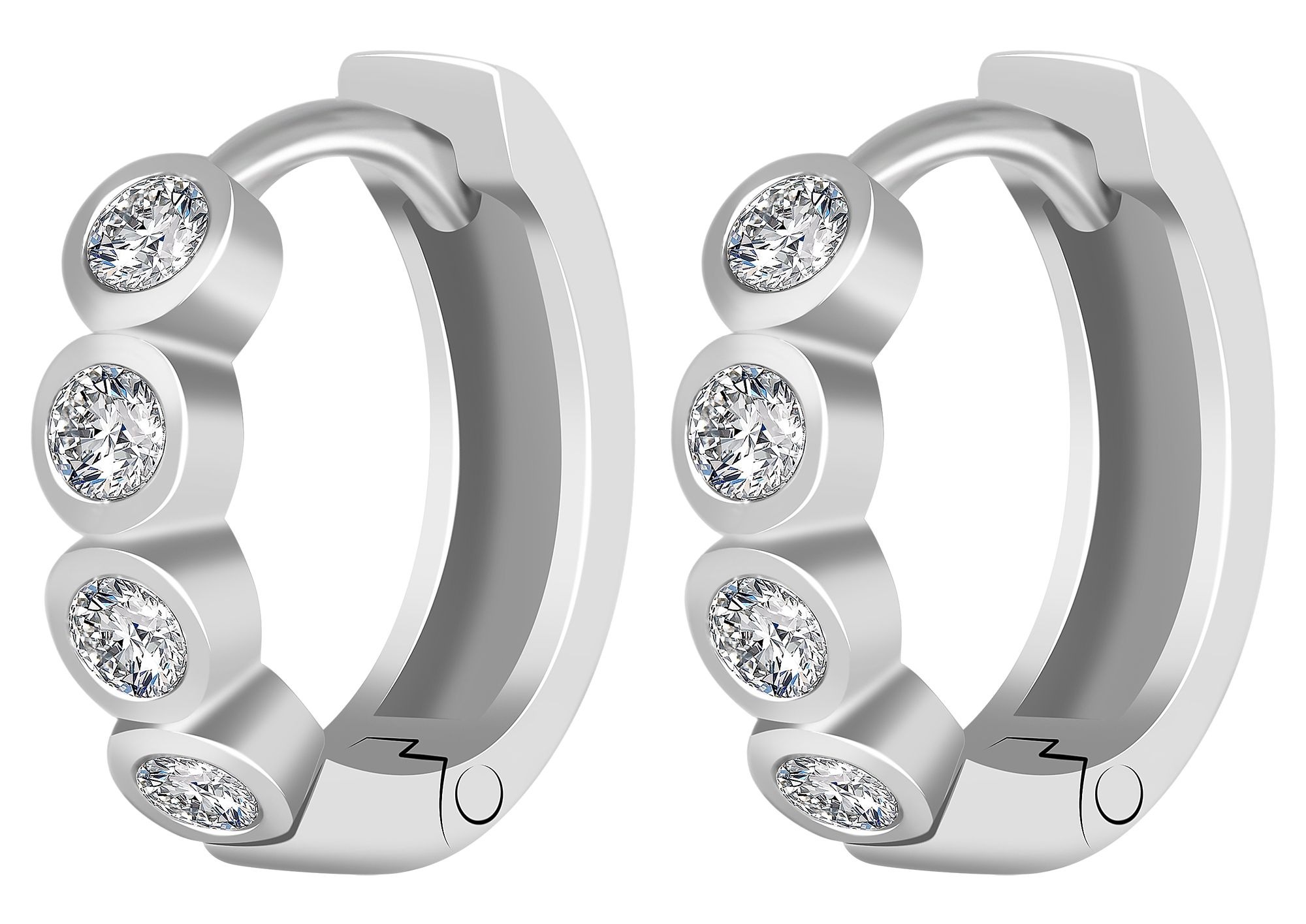 Adelia's 925 Sterling Silver Hinged Hoop Earrings with Zirconia Silver 2