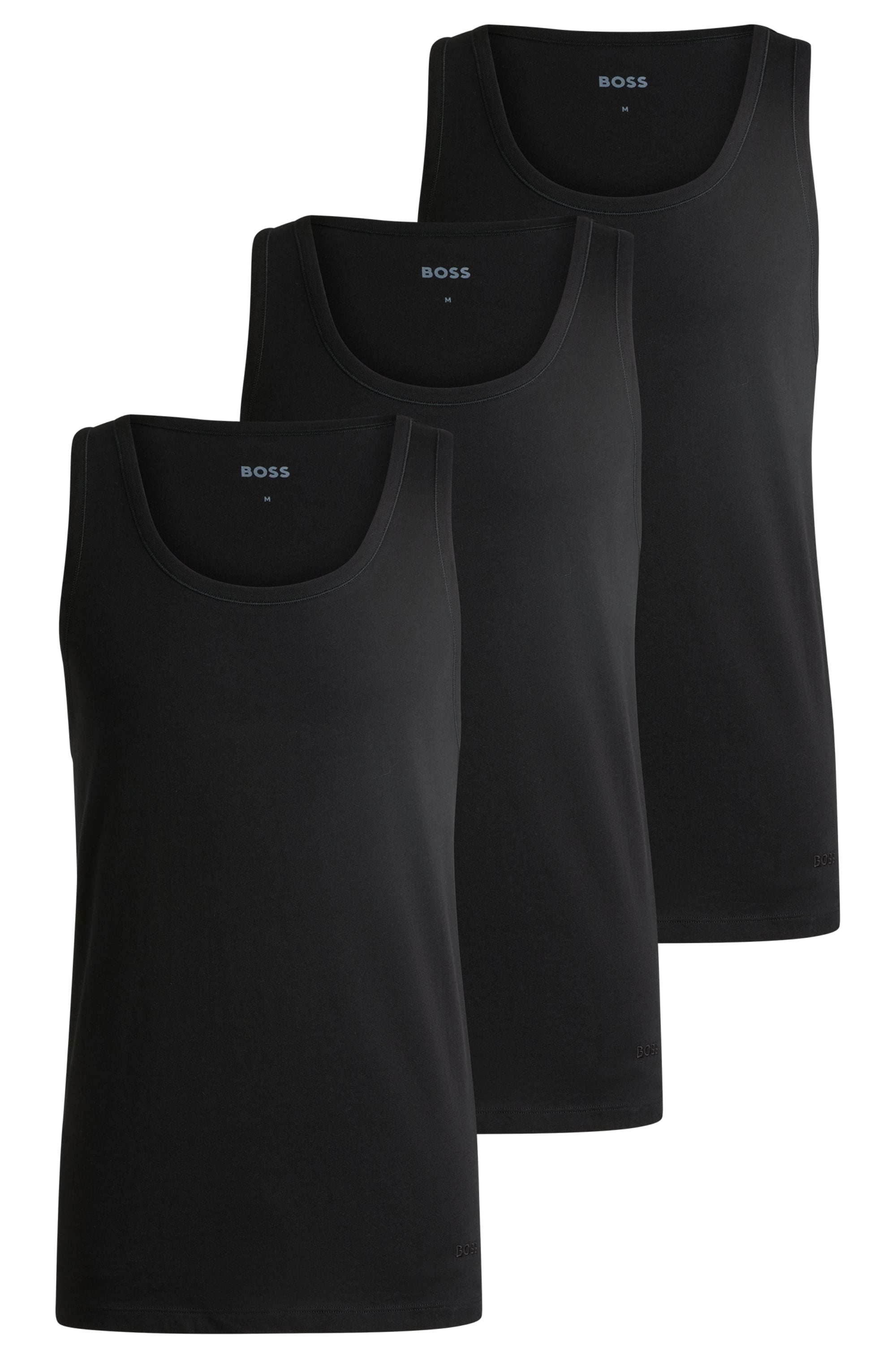 BOSS Unterhemd »Tank Top 3P CO«, (Packung, 3 St.), mit Rippbündchen