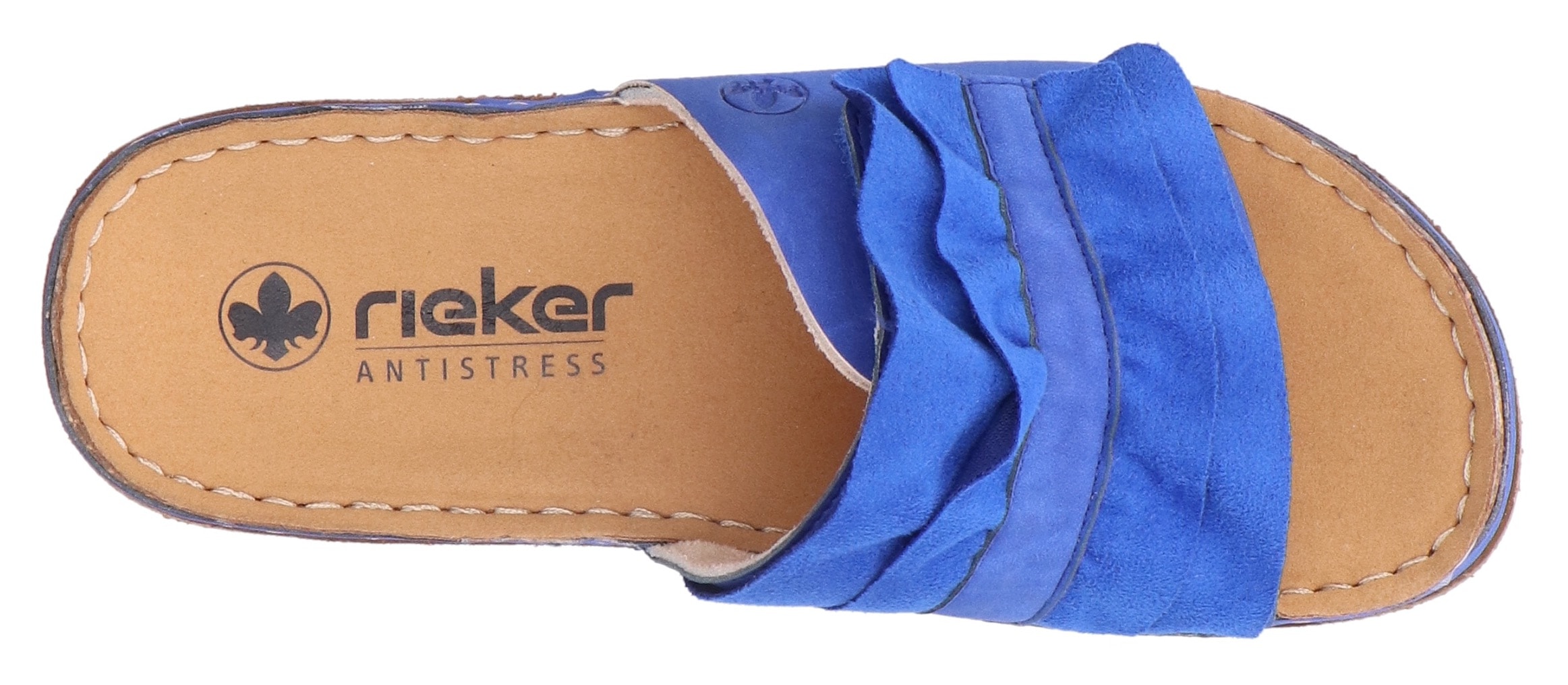 Rieker Pantolette, Sommerschuh, Strandschuh, Hausschuh mit modischer Plateausohle