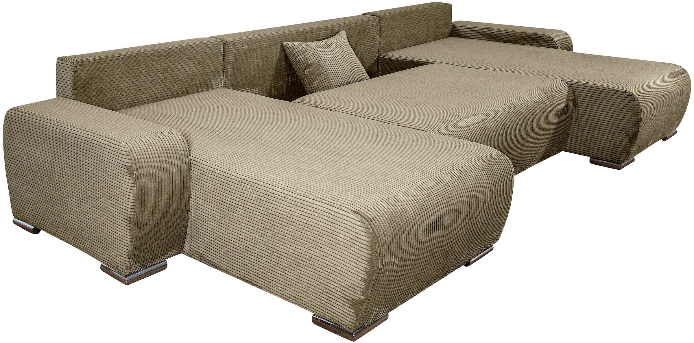 COLLECTION AB Wohnlandschaft »Paola U-Form«, mit Schlaffunktion, Stauraum, Zierkissen und Bonnellfederkern, Cord