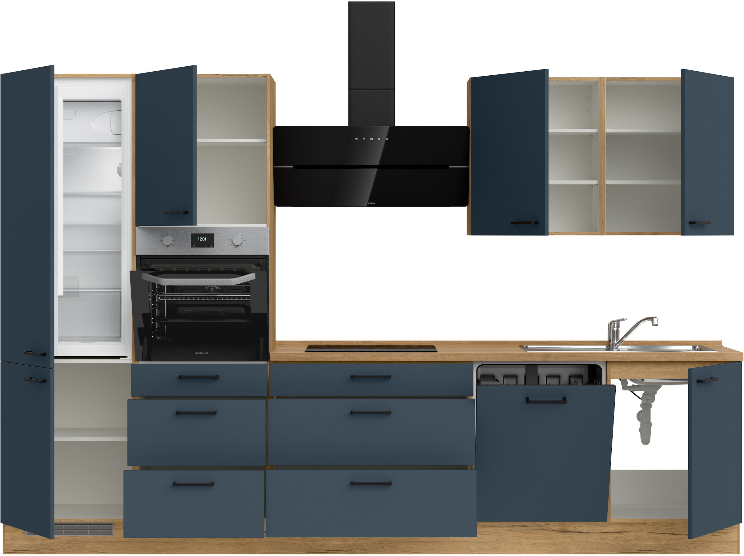 nobilia® Küchenzeile »"Easytouch II"«, vormontiert, Ausrichtung wählbar, Breite 330 cm, wahlw. mit E-Geräten