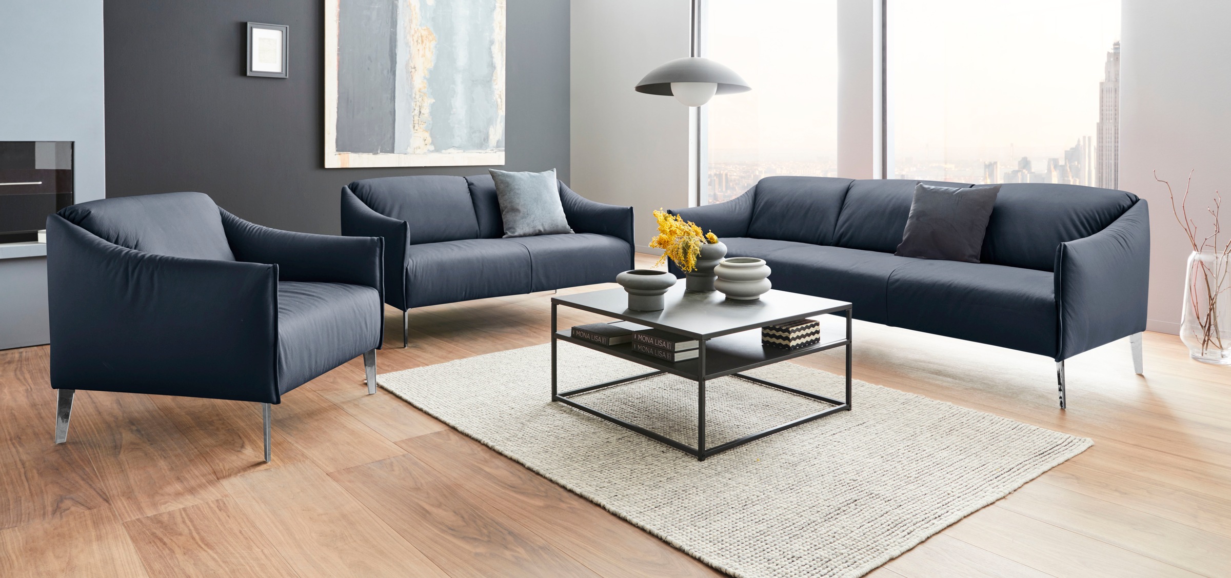 W.SCHILLIG 2-Sitzer »sally« mit Metall-Winkelfüßen in Chrom glänzend, Breite 154 cm