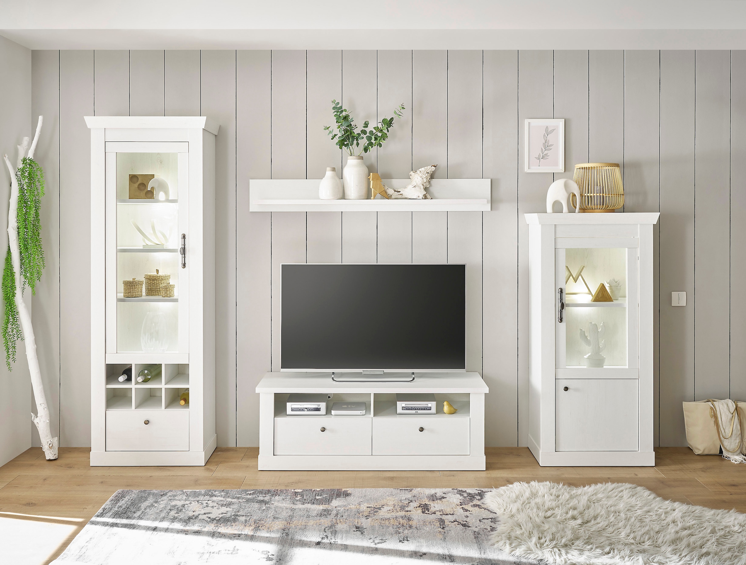 Home affaire Wohnwand "RAVENNA" 4 Stk. tlg. im romantischen Landhausstil, G günstig online kaufen