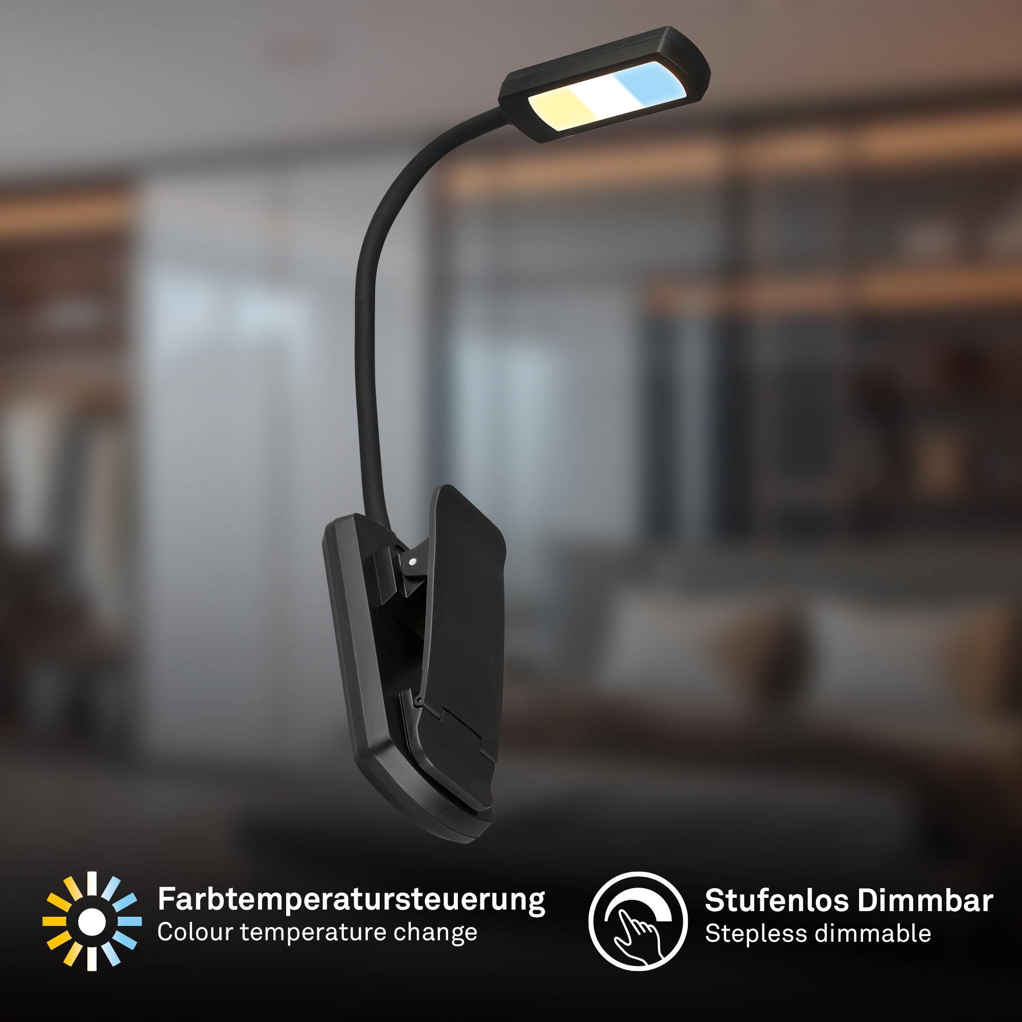 Briloner Leuchten LED Klemmtischleuchte »TARU« LED-Modul 1 Stk. warmweiß - kaltweiß 4x3x29 cm, Büro, Schlafzimmer, Wohnzimmer, Kinderzimmer