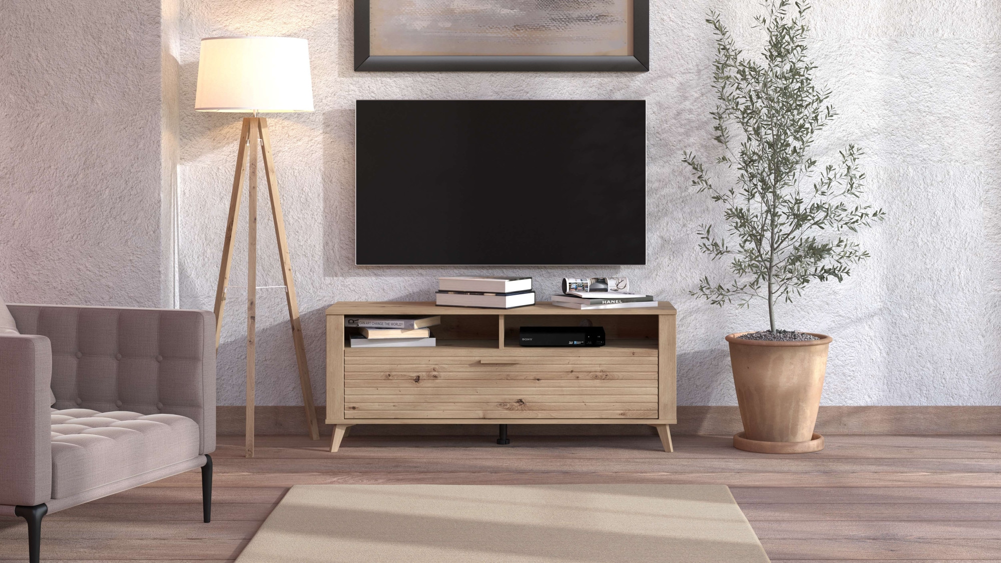 TV-Board »Redon, TV-Board, TV-Schrank, TV-Lowboard«, TV-Kommode, Breite 128, Klapptür...