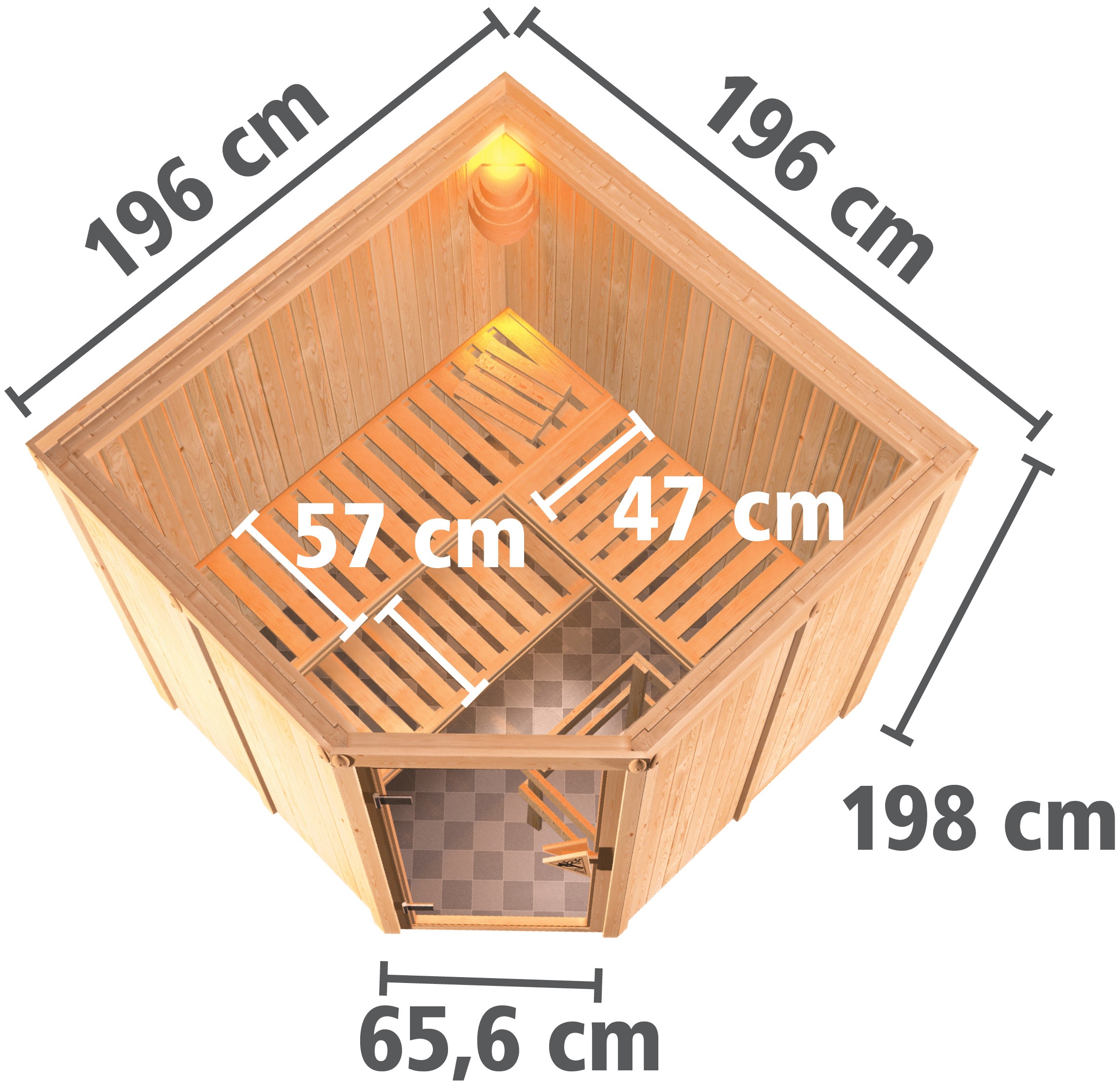 Karibu Sauna »Jarin«, 9-kW-Bio-Ofen mit externer Steuerung