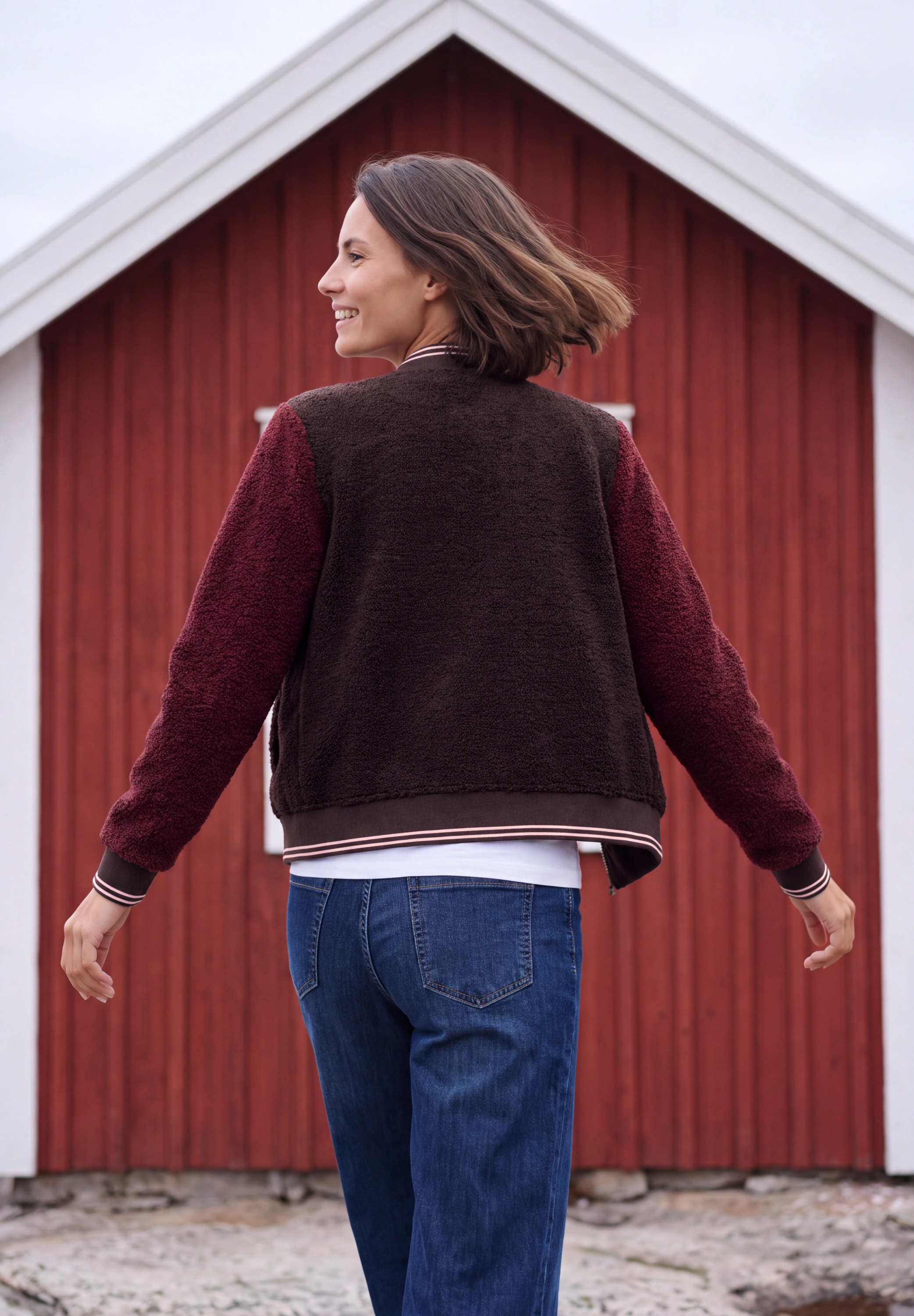 Cecil Sweatjacke Teddy-Blouson mit Patch-Detail / Im College-Look