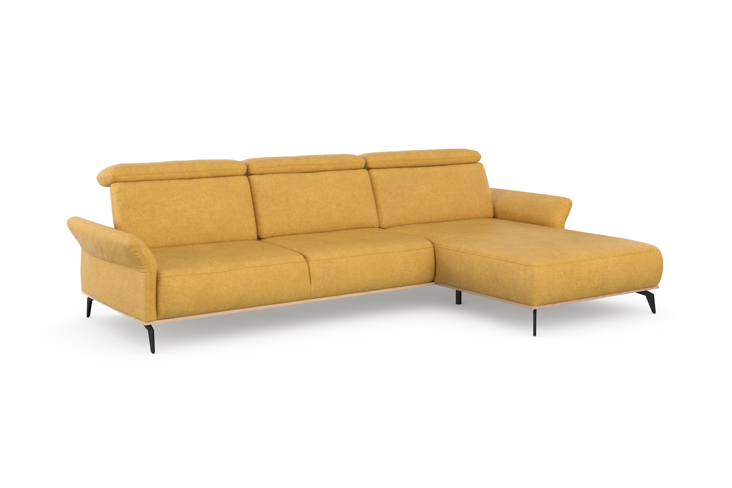 Places of Style Ecksofa »Fjord L-Form«, massiv, wahlweise mit Armlehnfunktion, Kopf- Sitztiefenverstellung