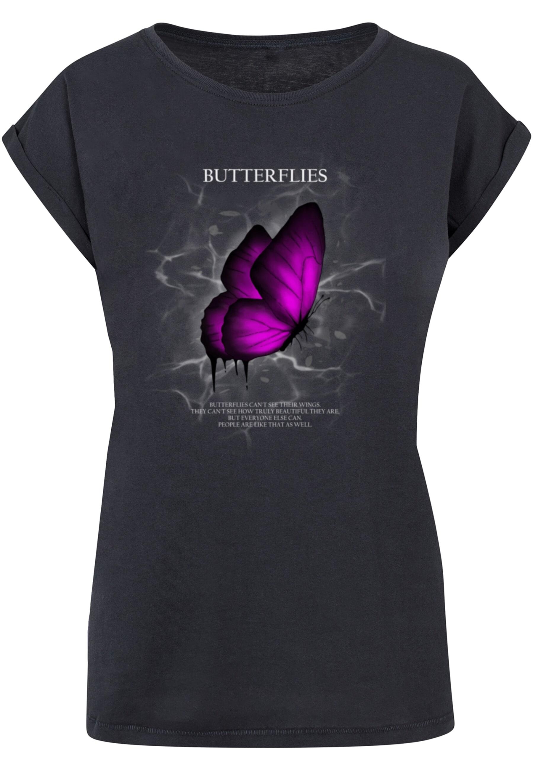 Merchcode T-Shirt "Merchcode Damen Ladies Butterflies Extended Shoulder Tee günstig online kaufen