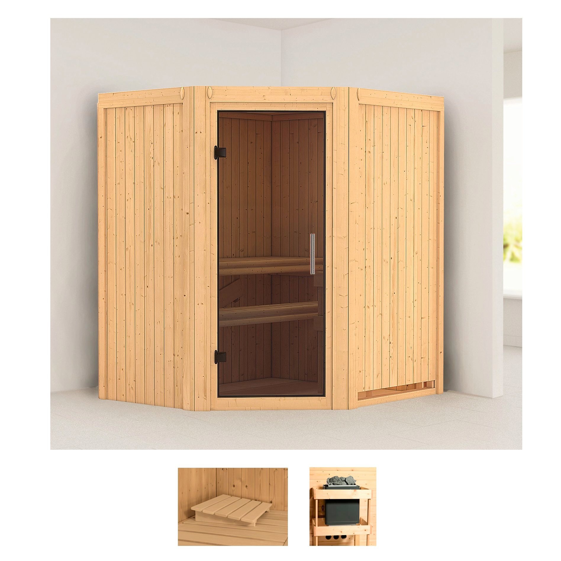 KARIBU Sauna "Tomke", ohne Ofen, (ohne Ofen), beige, Saunen, ohne Ofen