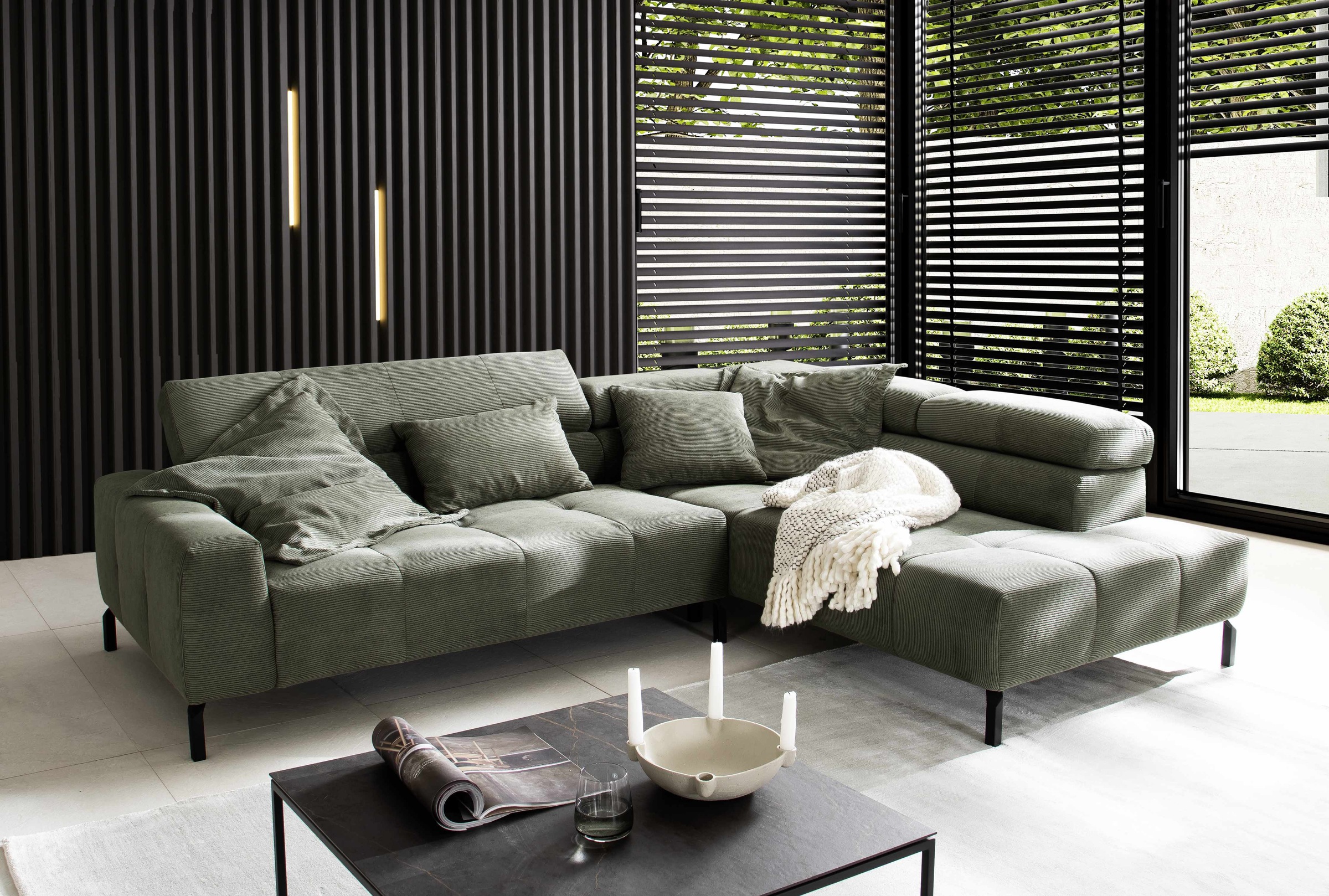 Places of Style Ecksofa »Cleveland, L-Form, incl. Kopfteilverstellung, Breite 276 cm«, wahlweise elektrischer Sitzvorzug