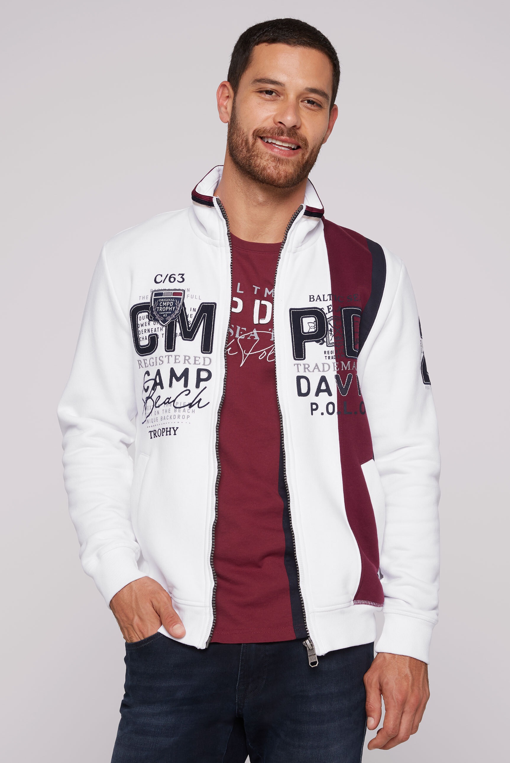 CAMP DAVID Sweatjacke, mit Stehkragen