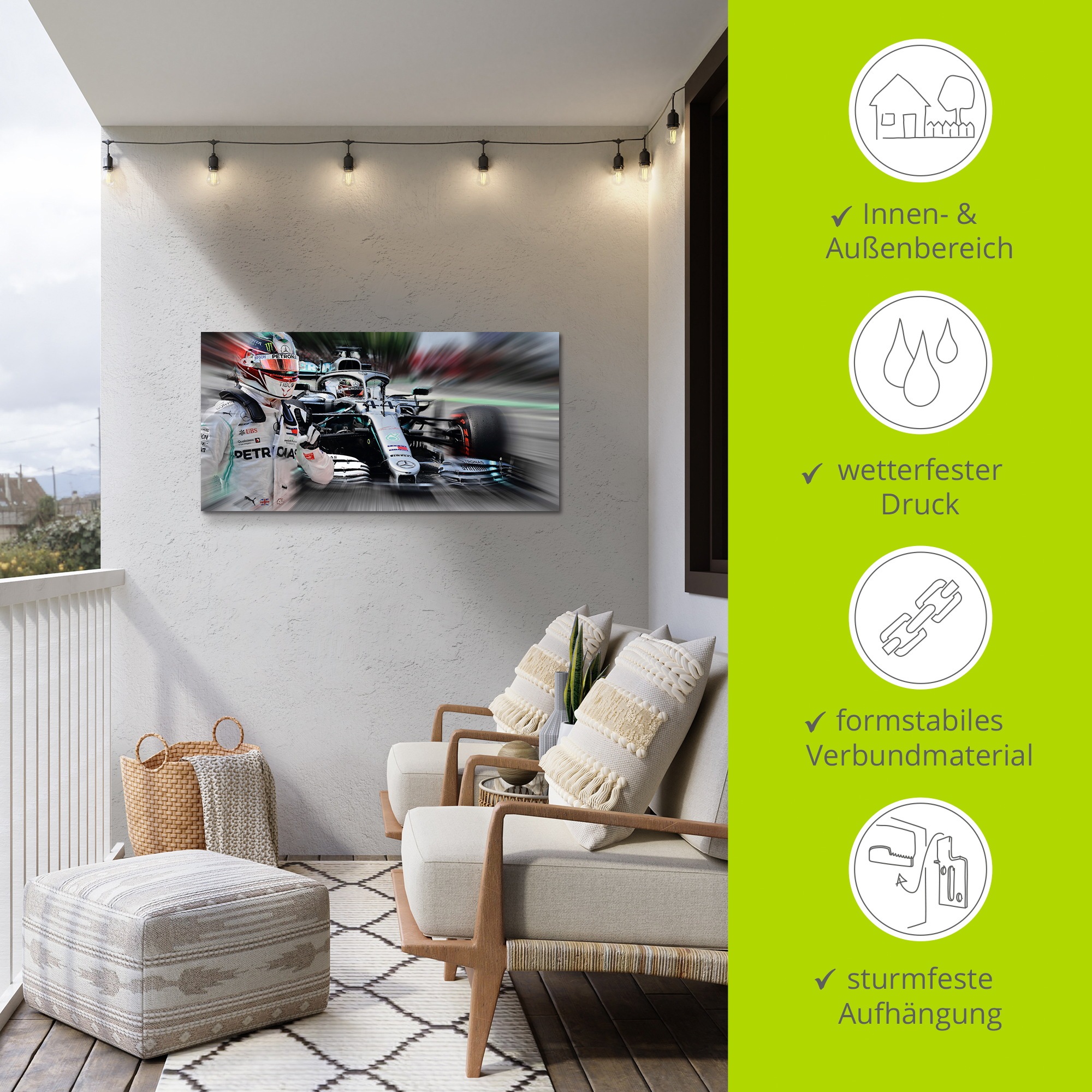 Wandbild ARTLAND "Weltmeister Sir Lewis Hamilton", farbe bild(er): farbig, B:40cm H:20cm, Alu Dibond, Bilder, als Alubild, Leinwandbild, Poster, Wandaufkleber in verschied. Größen 2