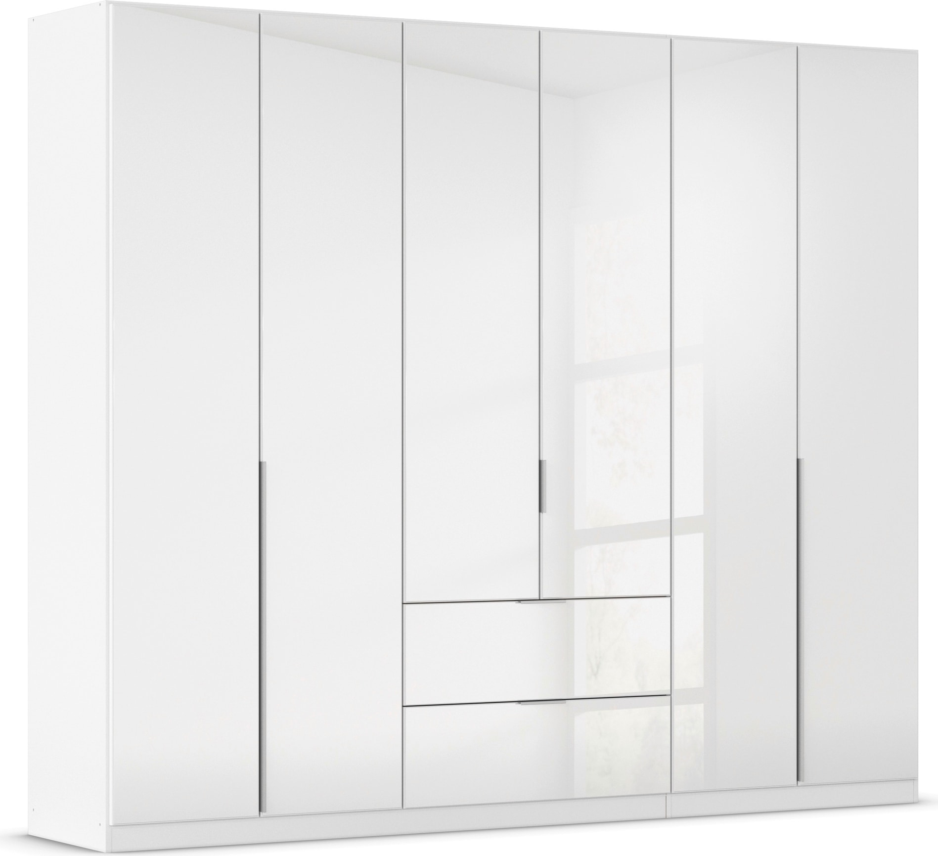 OTTO home Drehtürenschrank "Kleiderschrank Kleiderschränke Schrank Garderobe AGORDO mit Glasfront" in zwei Griff-Farben, Breiten 91-360 cm, mit Außenschubkästen, in 7 Breiten und 2 Höhen MADE IN GERMANY