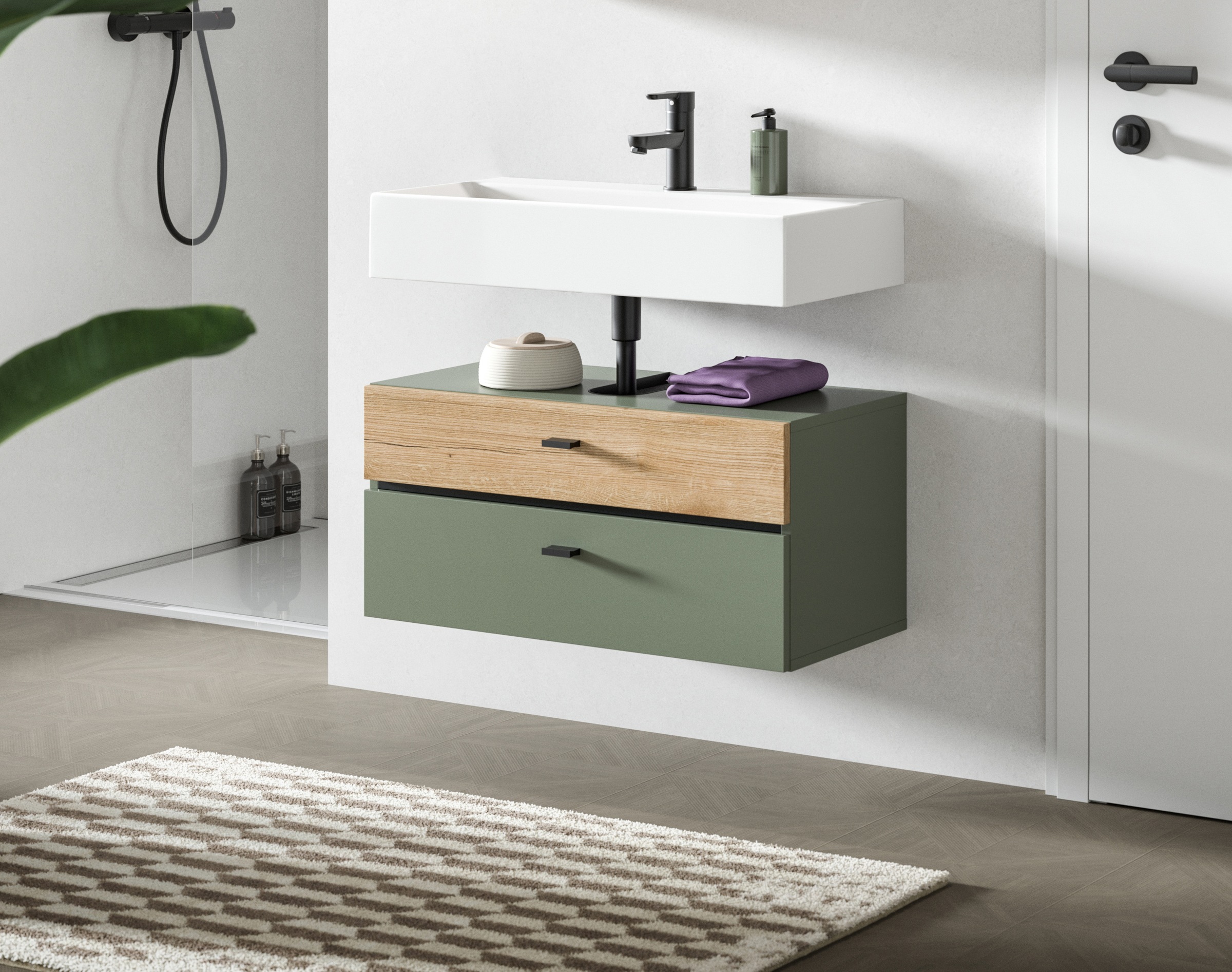 welltime Waschbeckenunterschrank "VANN, Breite 75cm, hängende, 2 Schubkäste günstig online kaufen