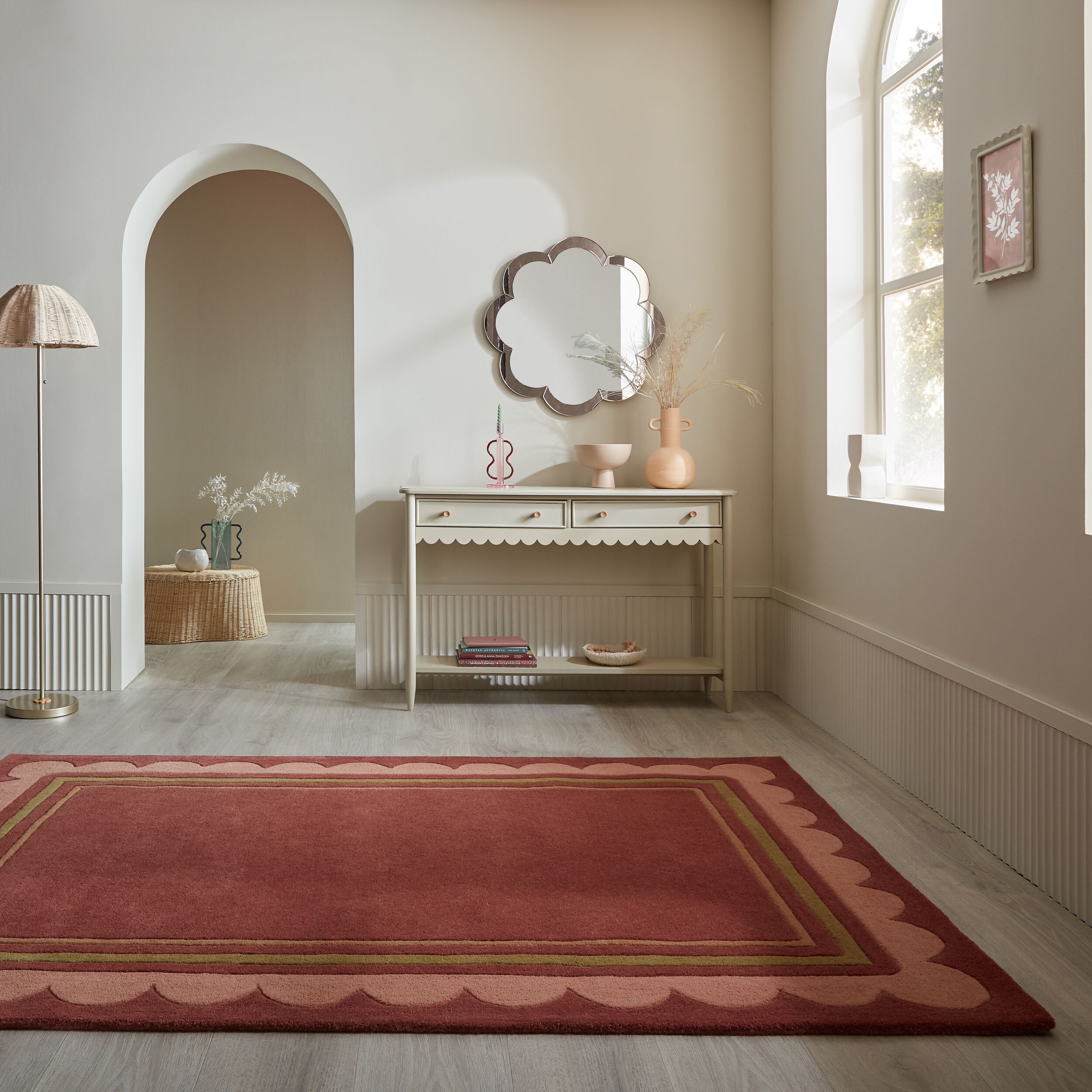FLAIR RUGS "Lois mit Jakobsmuschelbordüre" rechteckig 10 mm Höhe mit Jakobsmuschelbordüre