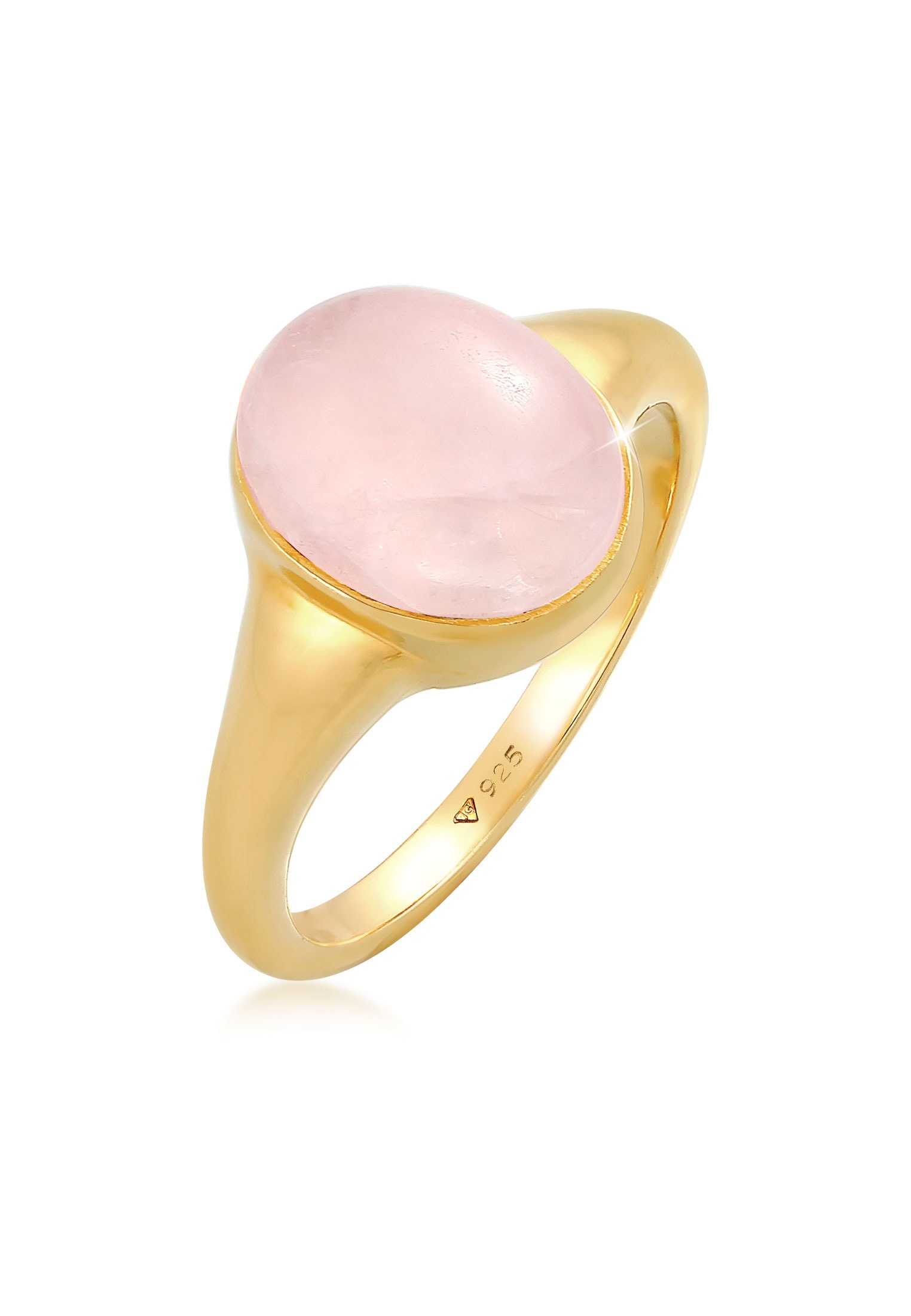 ELLI Damen Siegelring "Ring Siegelring Rosa Quarz Edelstein Oval 925 Silber", 58, ohne Stein, Silber 925 (Sterlingsilber), 11mm, gold, Silber 925