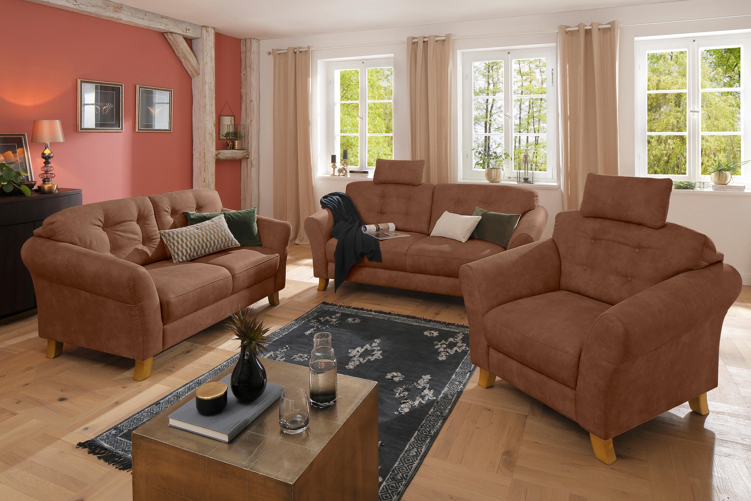 OTTO home 2-Sitzer "Trondheim" mit Federkern, Knopfheftung im Rücken