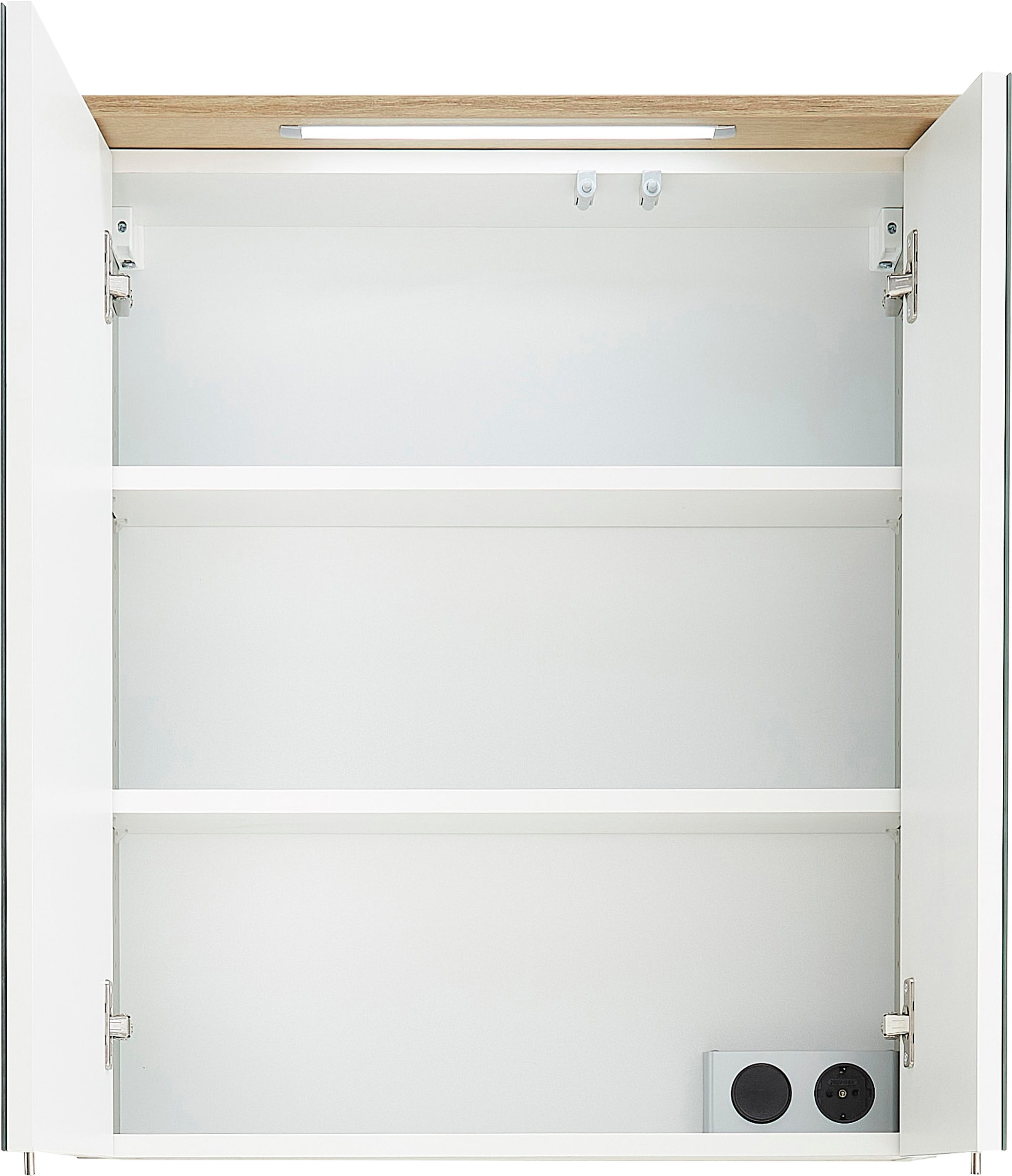 Thumbnail - Saphir Spiegelschrank "Quickset 963 Badschrank, 2 Spiegeltüren, 2 Einlegeböden, 60 cm breit" inkl. LED-Beleuchtung, Türd...