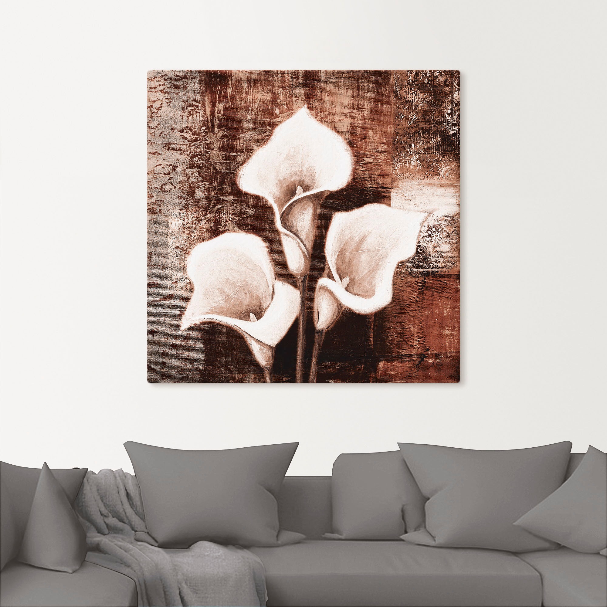 Artland Wandbild »Antike Callas - braun«, Blumen, (1 St.), als Leinwandbild, Poster in verschied. Größen