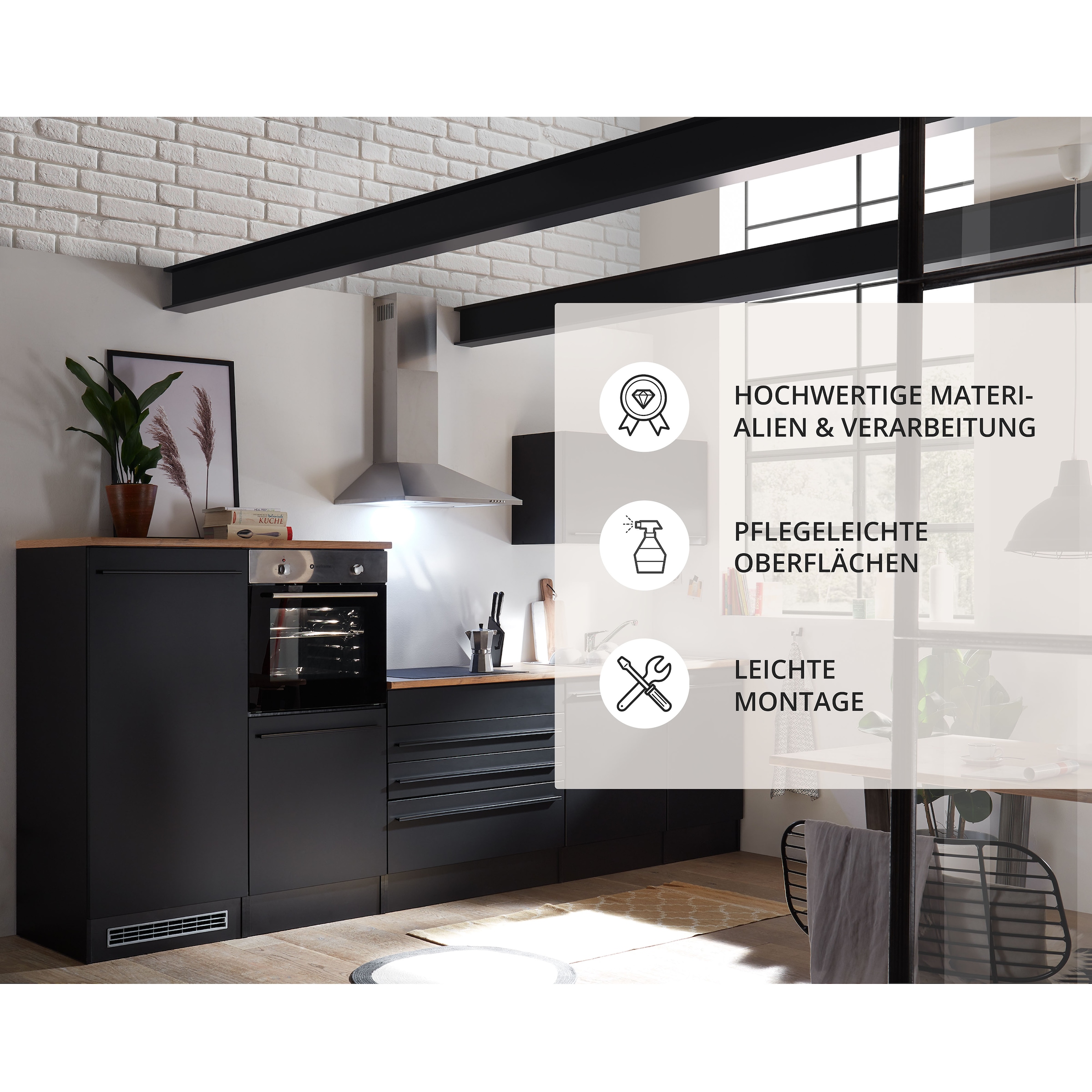 BASIC by Balculina Küchenzeile »Jazz«, Breite 320 cm, wahlweise mit E-Geräten