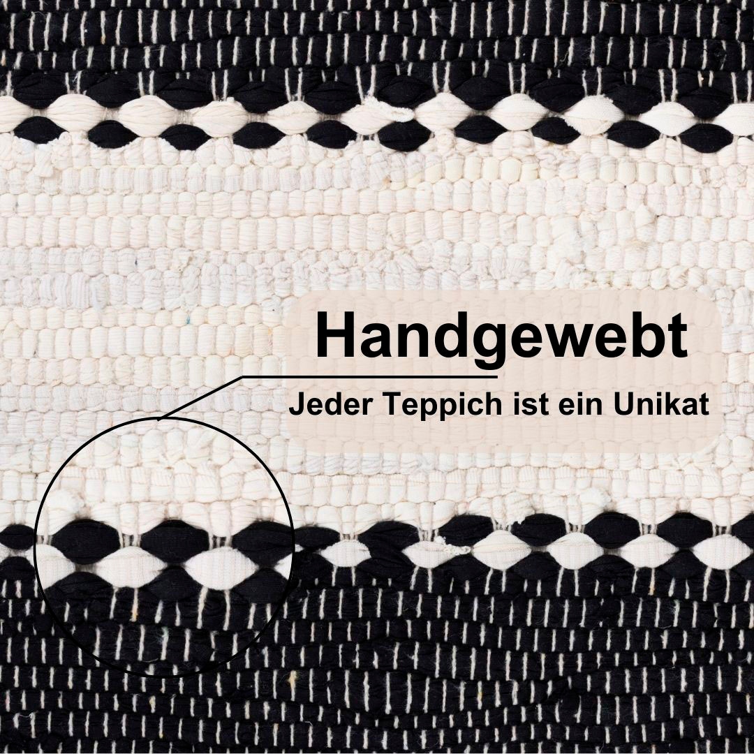 Myflair Möbel & Accessoires Teppich »Karim«, rechteckig, 10 mm Höhe, Handweb Teppich, gestreift, 90% Baumwolle, handgewebt, mit Fransen