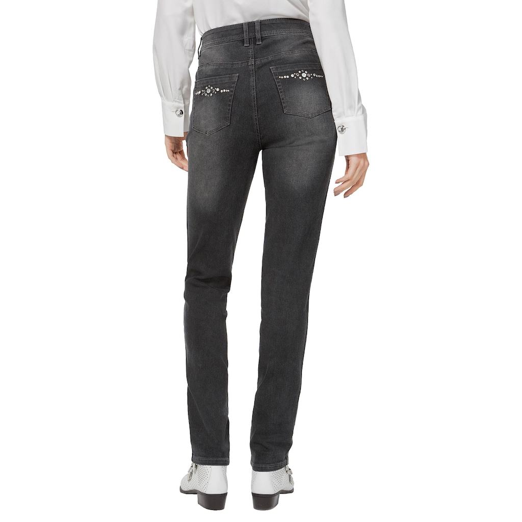 Damenmode Jeans creation L Slim-fit-Jeans, (1 tlg.) dark grey-denim