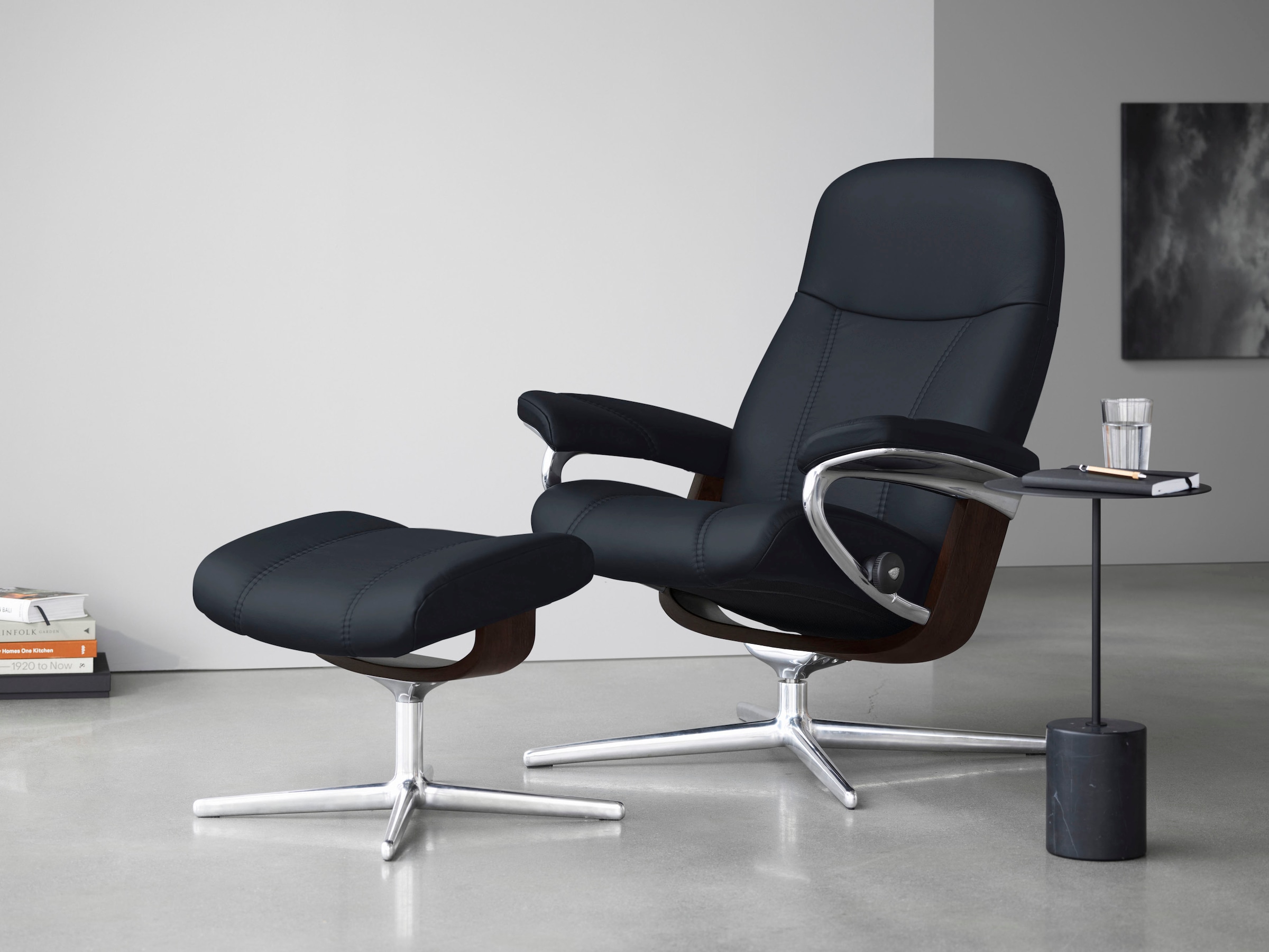 Stressless Fußhocker "Consul", mit Cross Base, Größe S, M & L, Holzakzent Braun