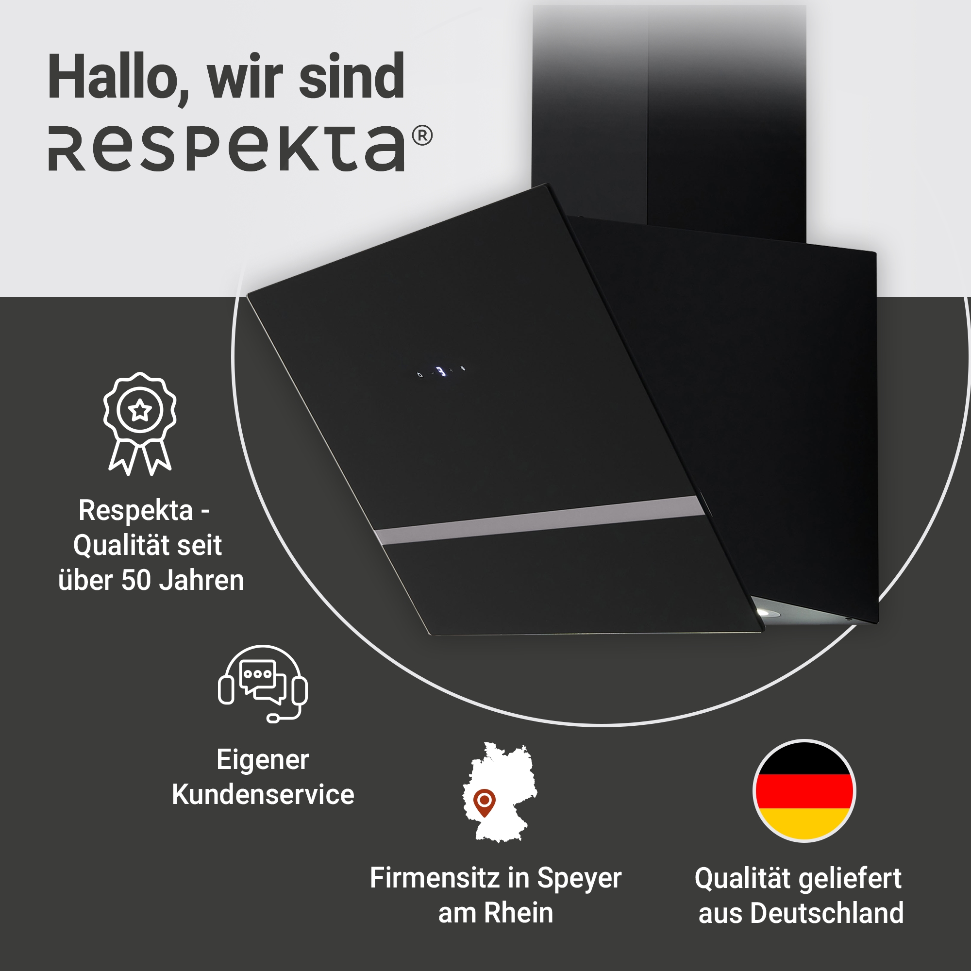 RESPEKTA Wandhaube »CH 24080«, 80 cm, 3 Leistungsstufen, LED-Beleuchtung, Ab- und Umluftfähig