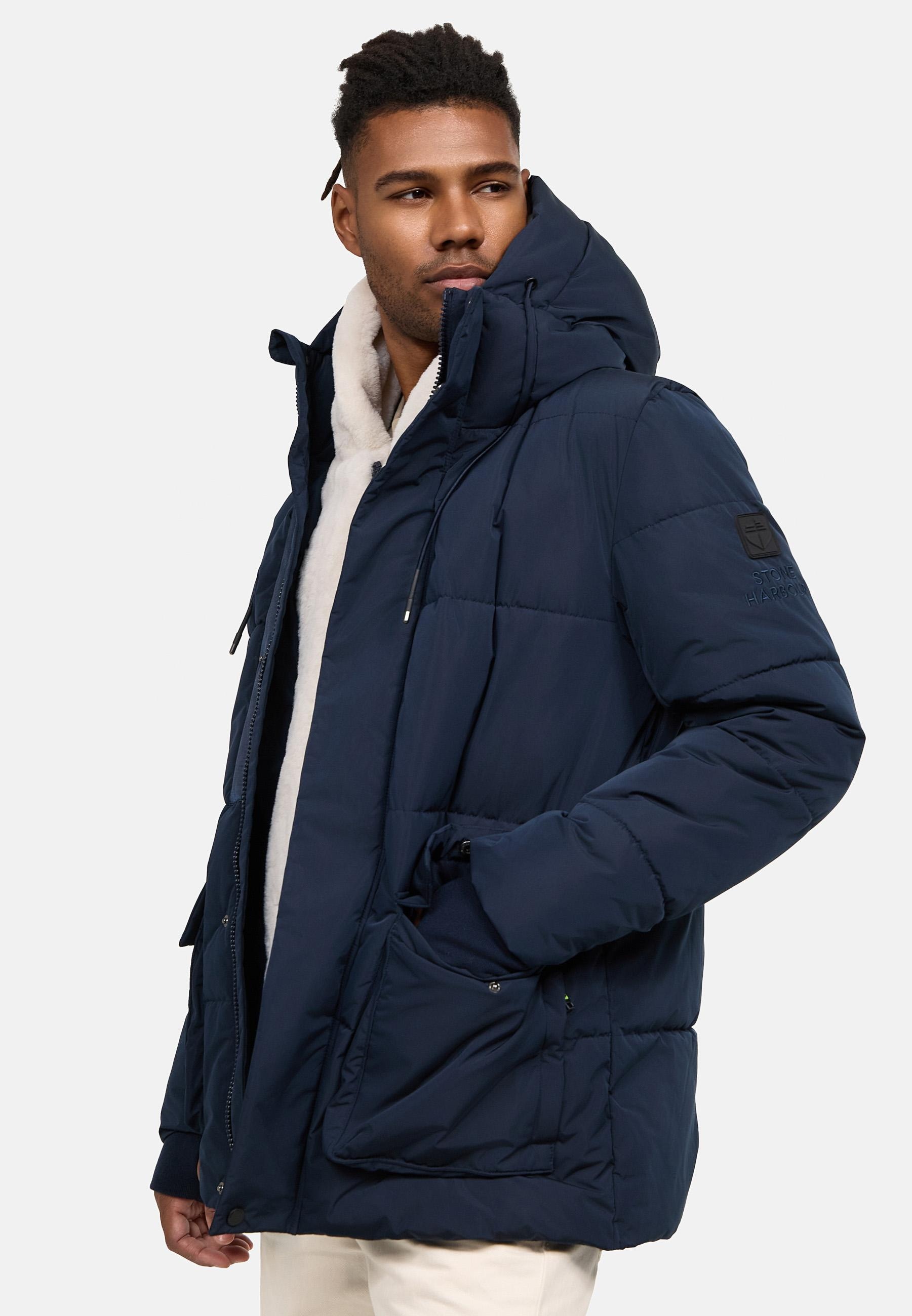 Stone Harbour Winterjacke »Lauroo XX«, mit Kapuze, urbane Herren Steppjacke mit kuscheligem Kunstpelz-Kragen