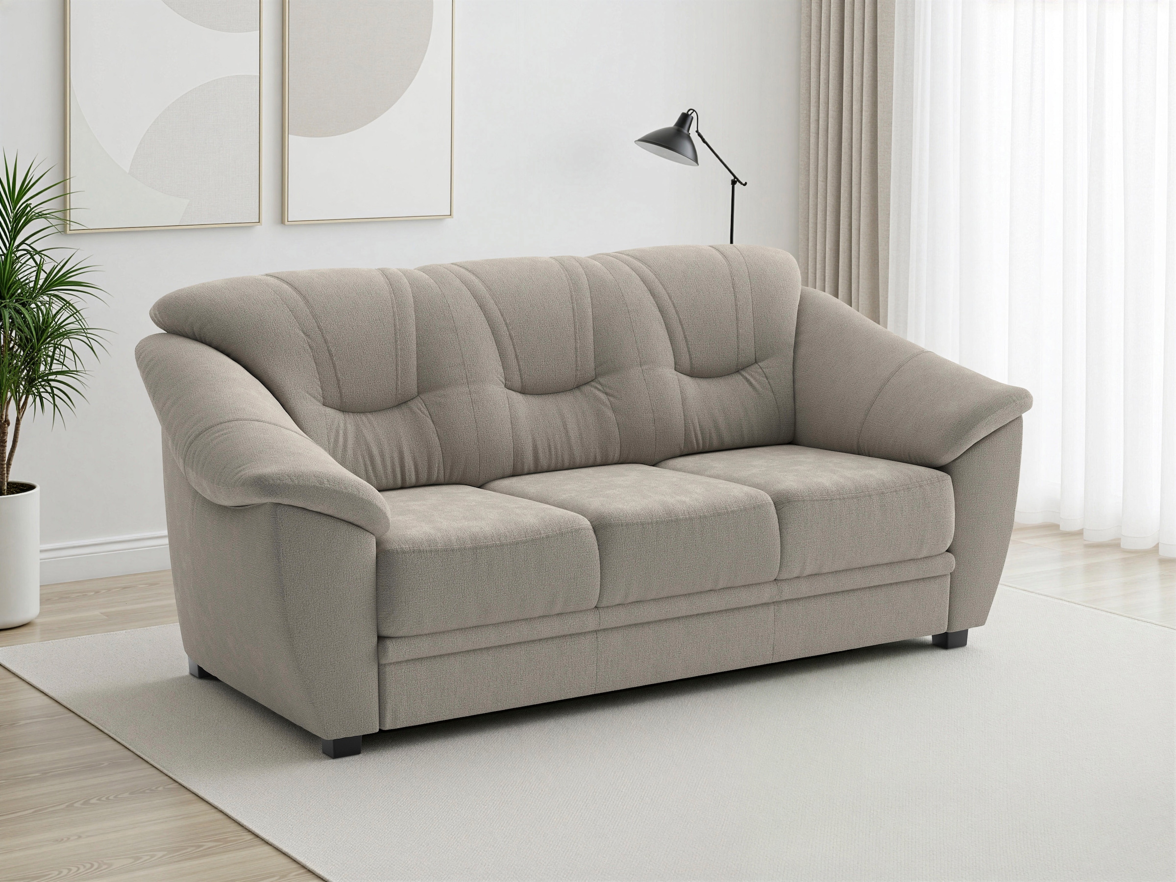 sit&more 3-Sitzer "Savona, B: 198 cm, Federkern, Komfortsitzhöhe 46 cm" optional Schlaffunktion, Liegefläche 190x137cm, Stoff- & Lederauswahl
