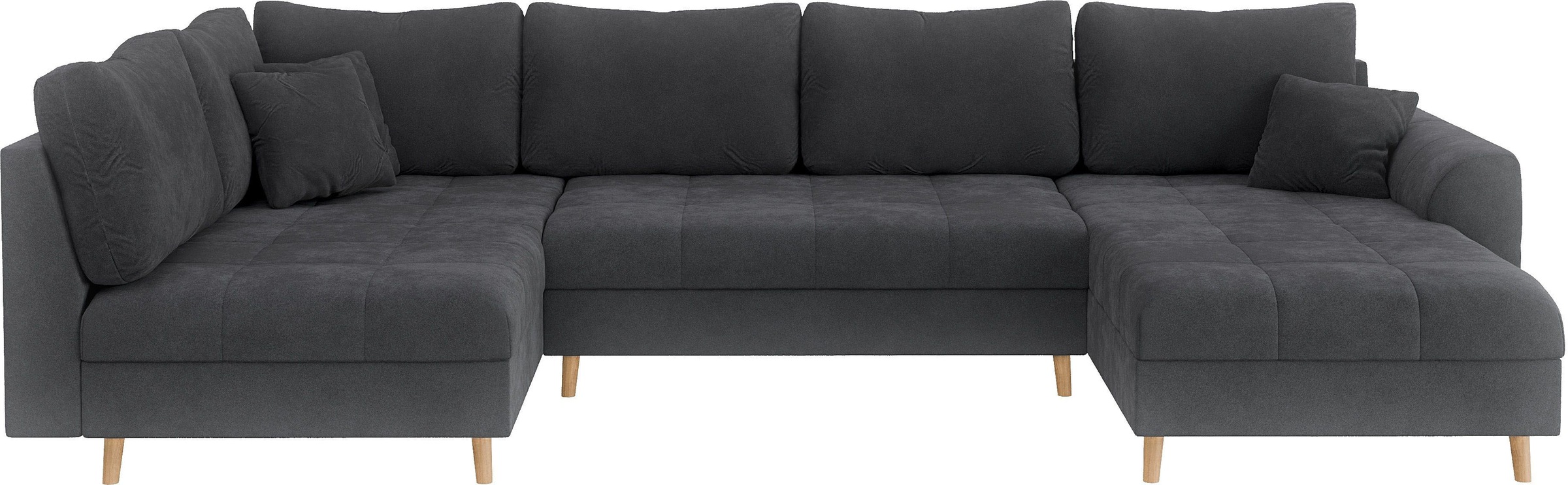 Home affaire Wohnlandschaft »CHARRE U-Form mit Ottomane, Maße B/T/H: 310/161/81 cm«, feine Steppung, lose Rücken- und Zierkissen, auch in Cord und Bouclé