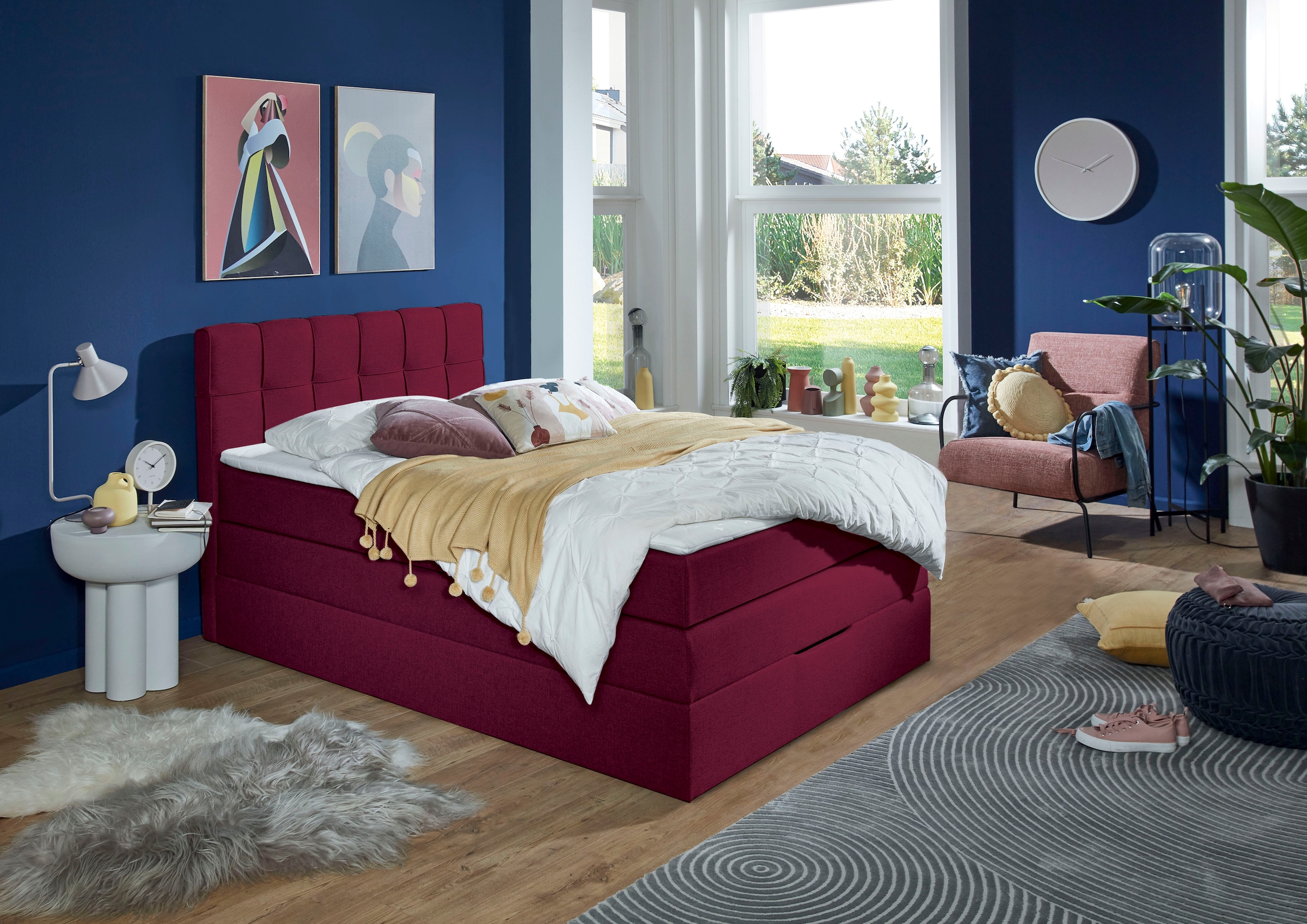 Home affaire Boxspringbett "Fornoli" inkl. Topper und Bettkasten, H3 in zwei Matratzenarten