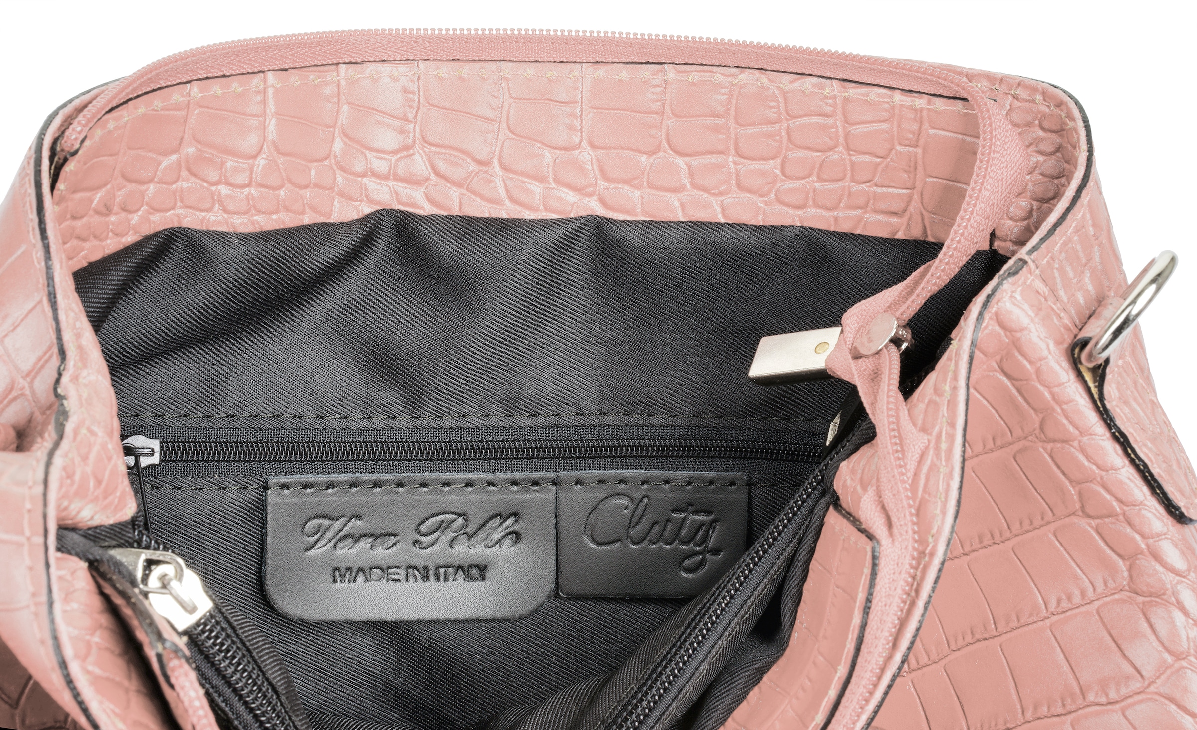 Cluty Umhängetasche, echt Leder, Made in Italy