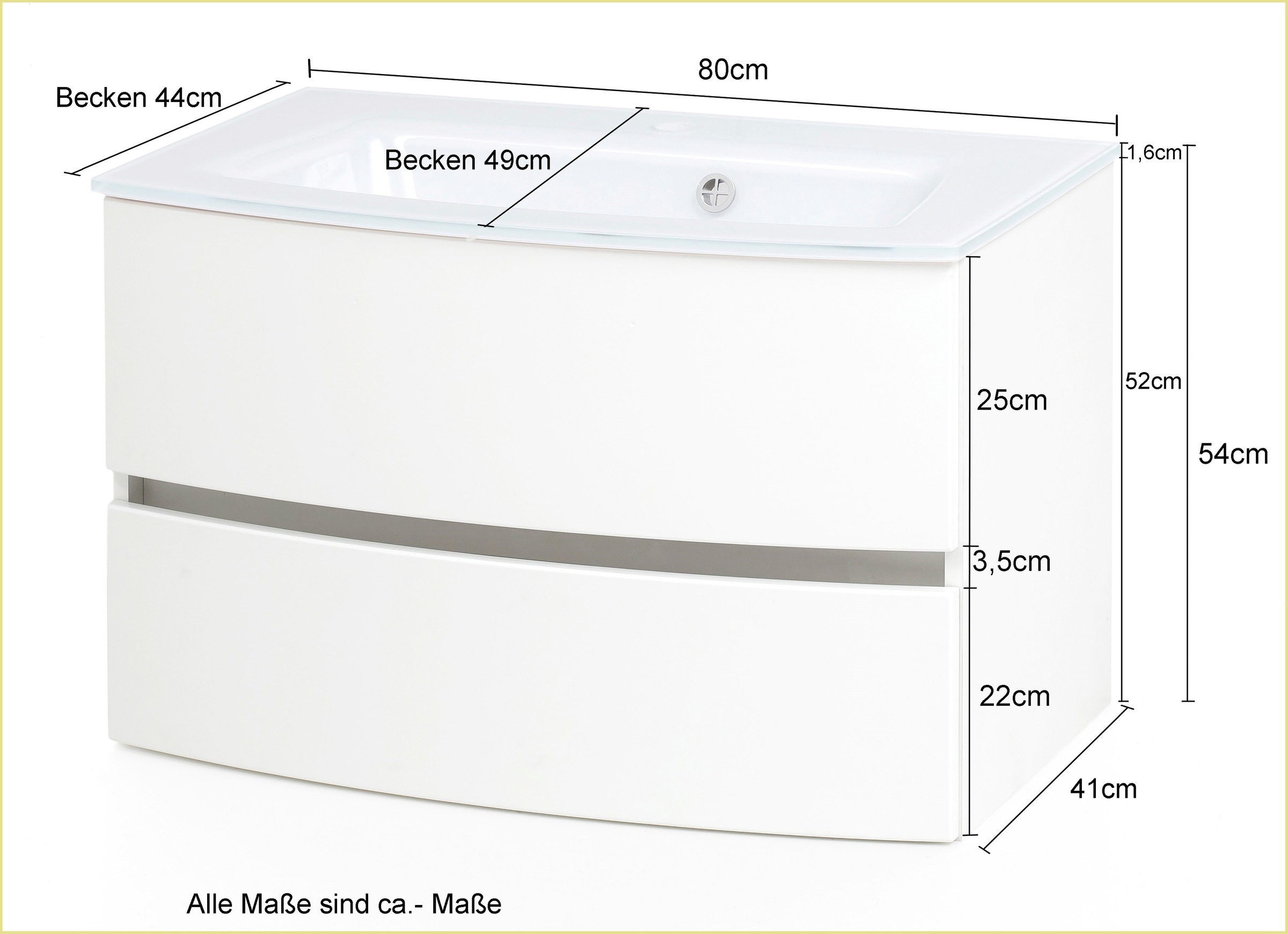 welltime Badezimmer-Set »Kaunas«, (Set, 5 St.), bestehend aus Waschtisch-Set mit Seitenschrank, Breite 160 cm