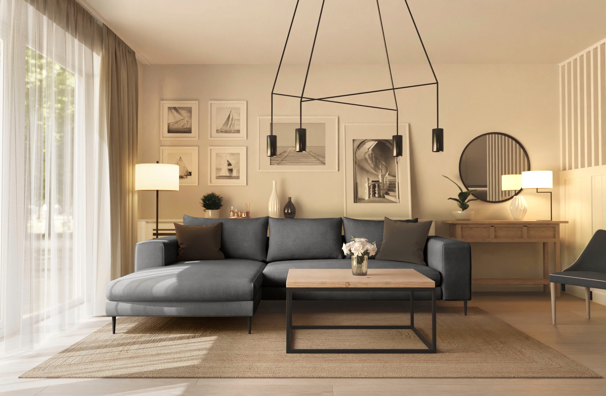 INOSIGN Ecksofa »Aurora, L-Form, mit extra breiter Recamiere, 324 x 170 cm (BxT)«, Designsofa mit tollem Sitzkomfort, extra hohe Metallfüße schwarz