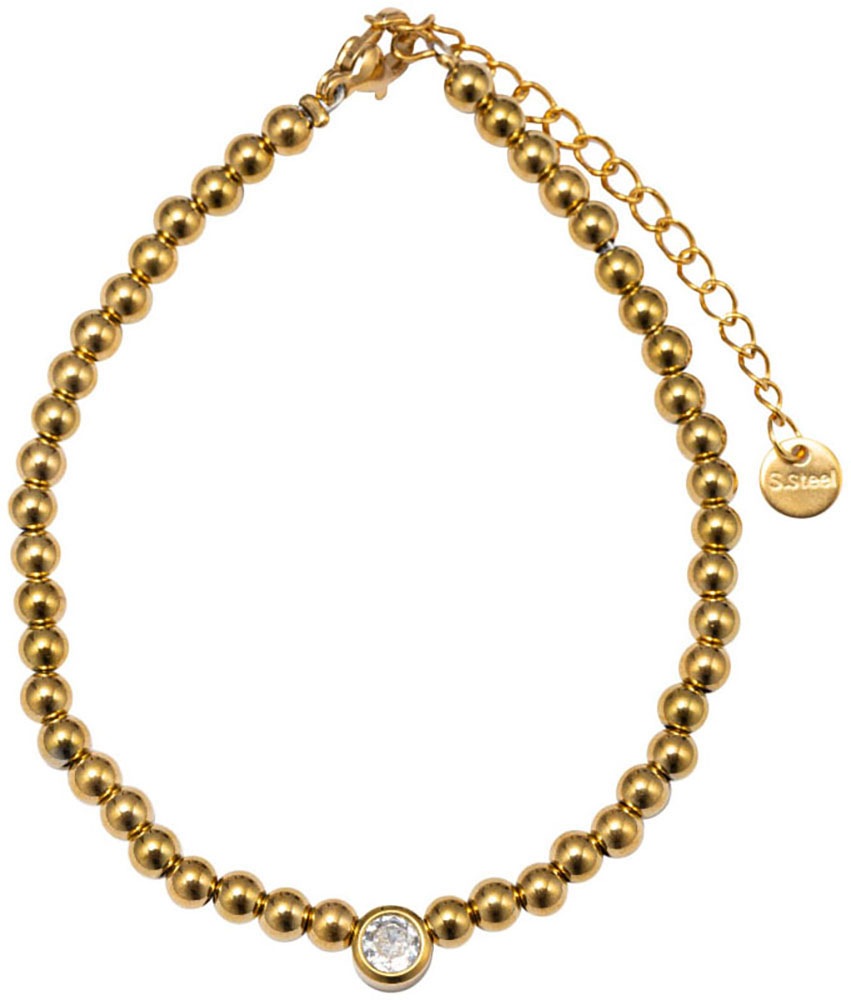 FIRETTI Damen Armband "Schmuck Geschenk Edelstahl Armschmuck Armkette", 22,5cm, Edelstahl, gold, Edelstahl, Armbänder, Made in Germany - mit Zirkonia