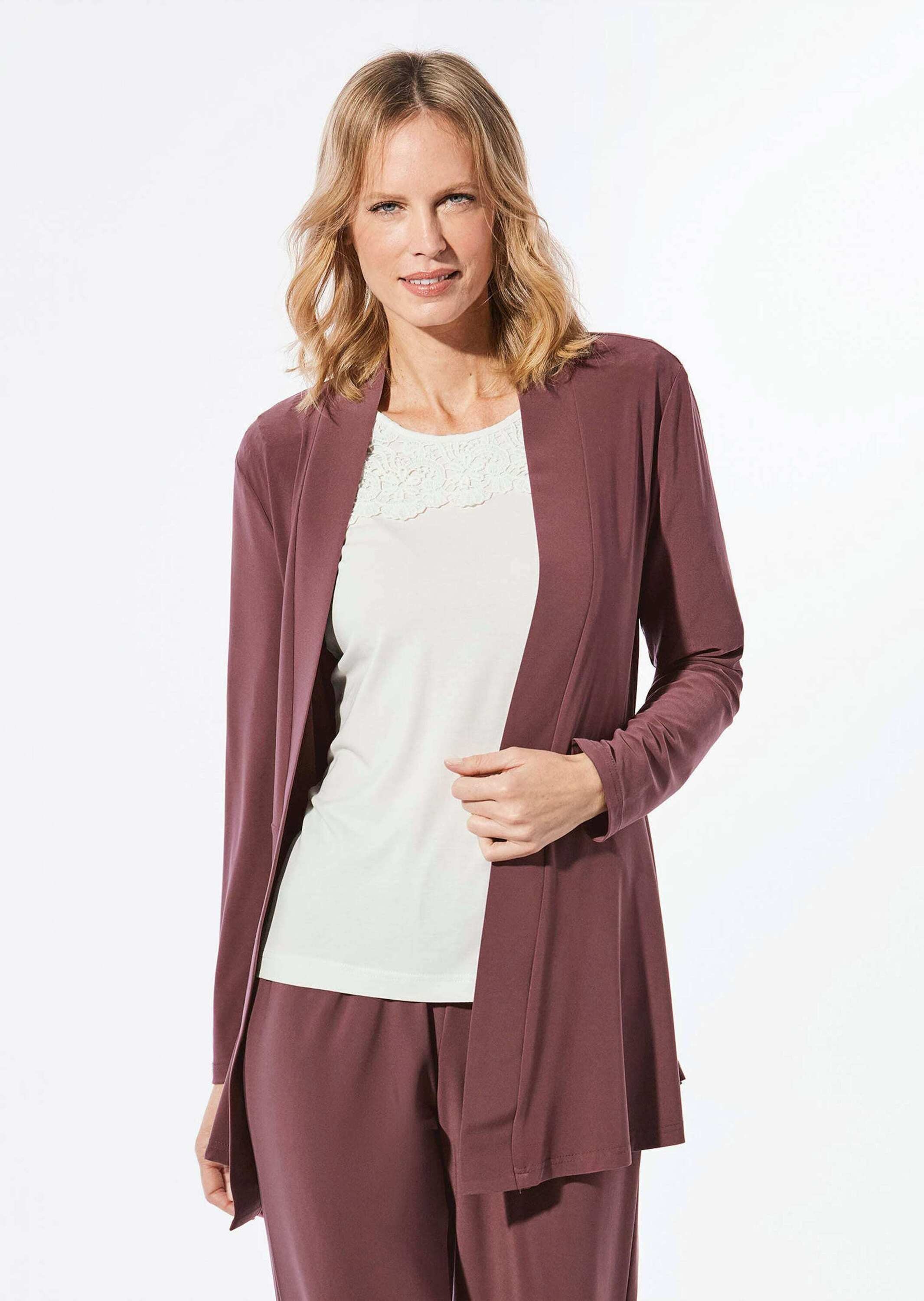 GOLDNER Sweatjacke »Jersey-Longjacke Weich fallende Jersey-Longjacke«