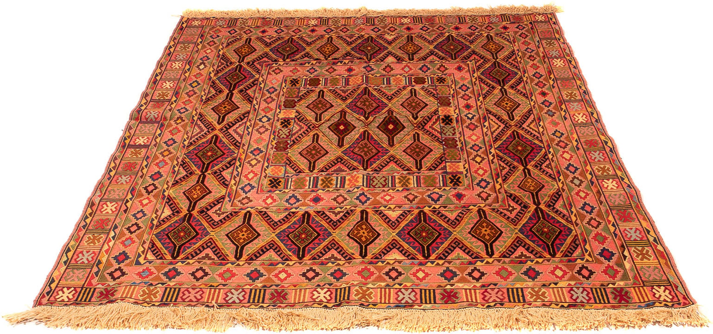 Wollteppich »Kelim - Oriental - 180 x 142 cm - mehrfarbig«, rechteckig, Wohnzimmer,...