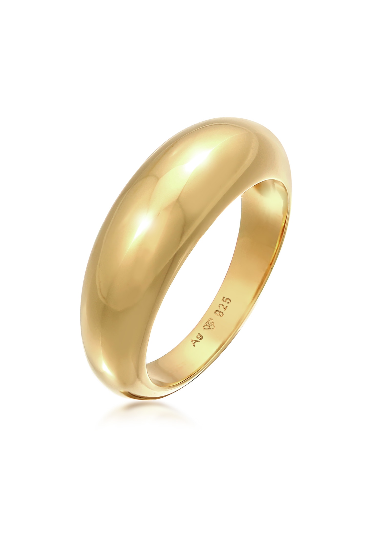 ELLI PREMIUM Damen Siegelring "Ring Bandring Stapelring Chunky 925er Silber", 52, ohne Stein, Silber 925 (Sterlingsilber), 7mm, gold, Silber 925