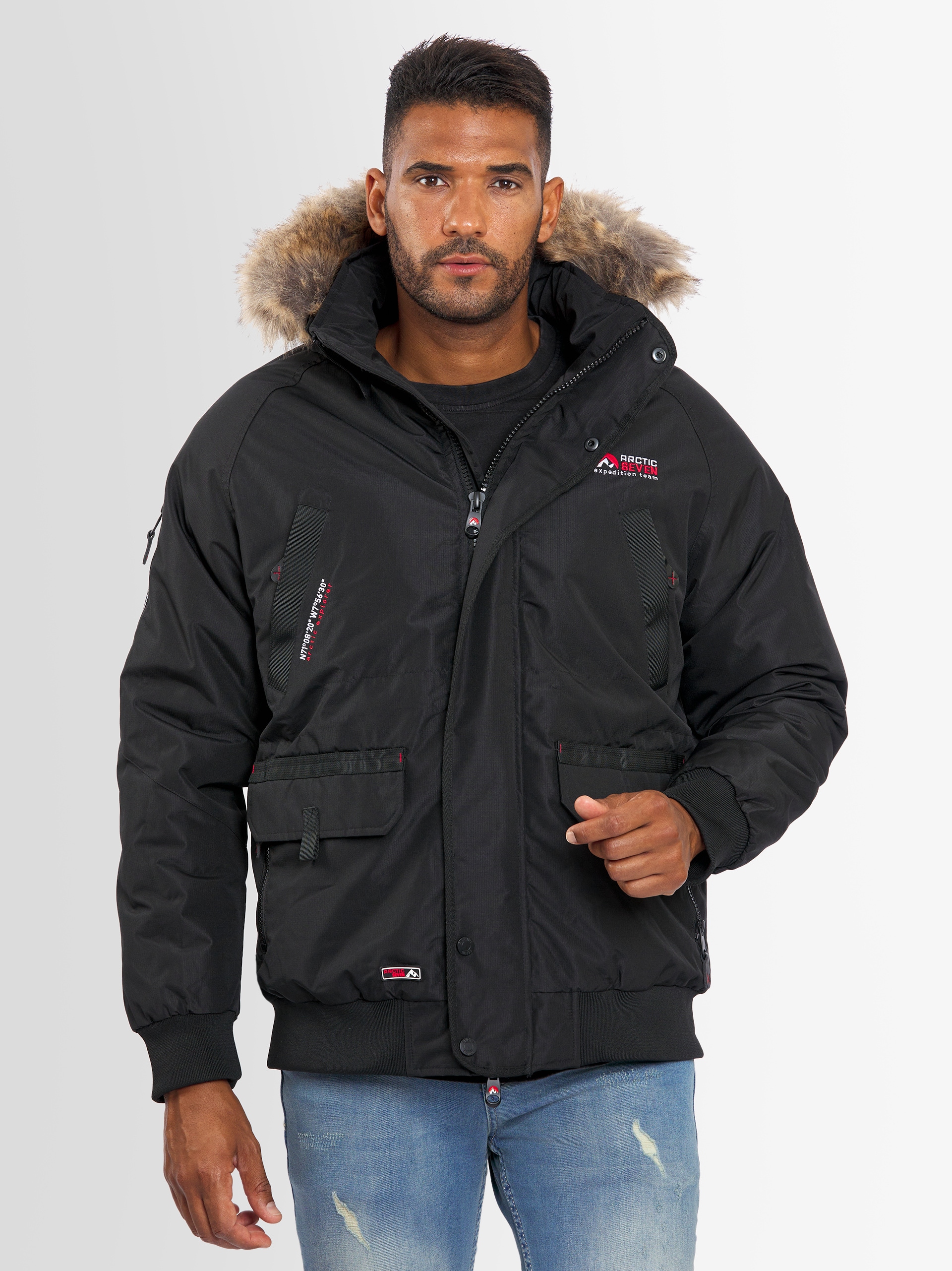 Arctic Seven Winterjacke "ASArthuro", mit abnehmbarer Kapuze und abnehmbarem Kunstfell