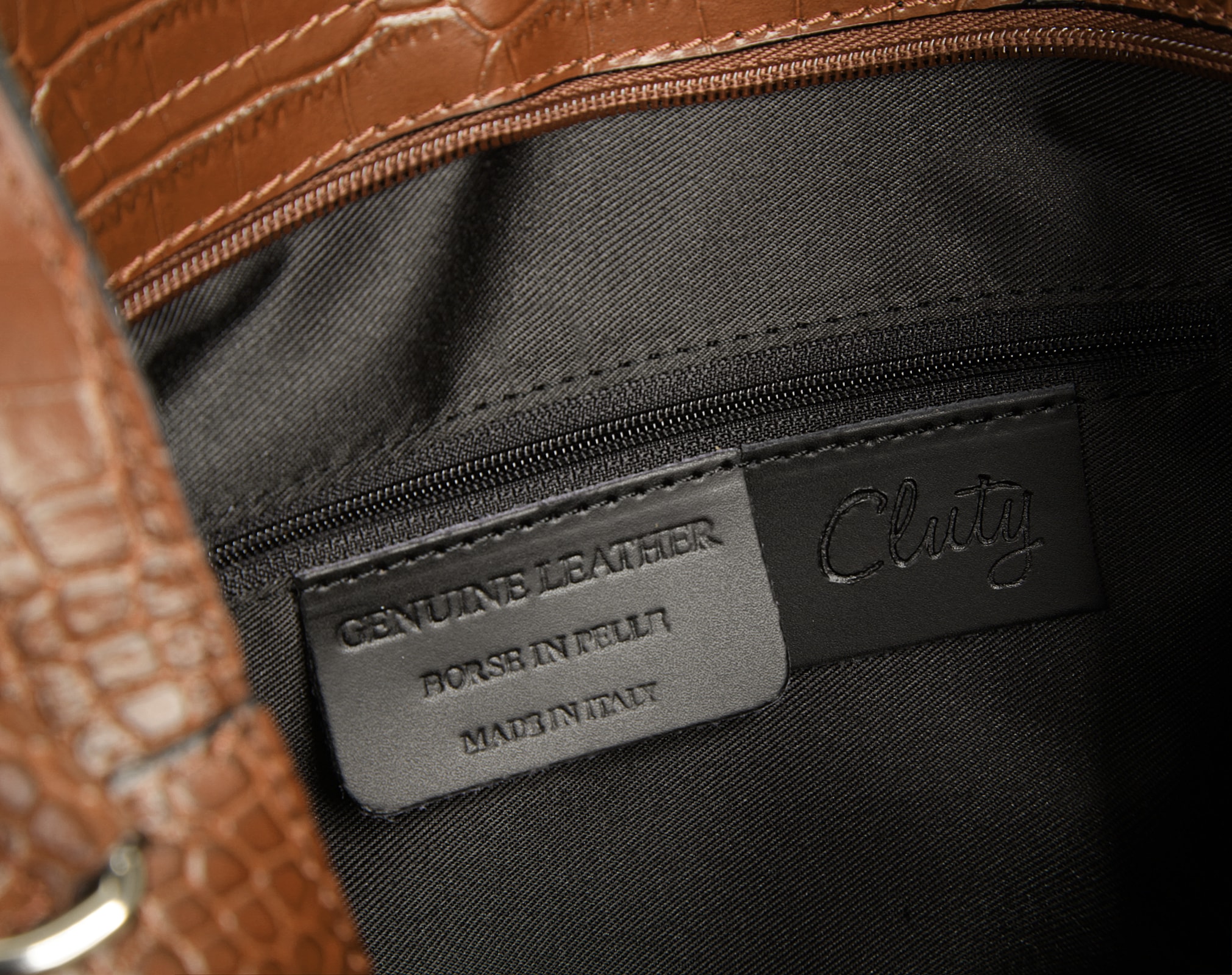 Cluty Henkeltasche, echt Leder, Made in Italy